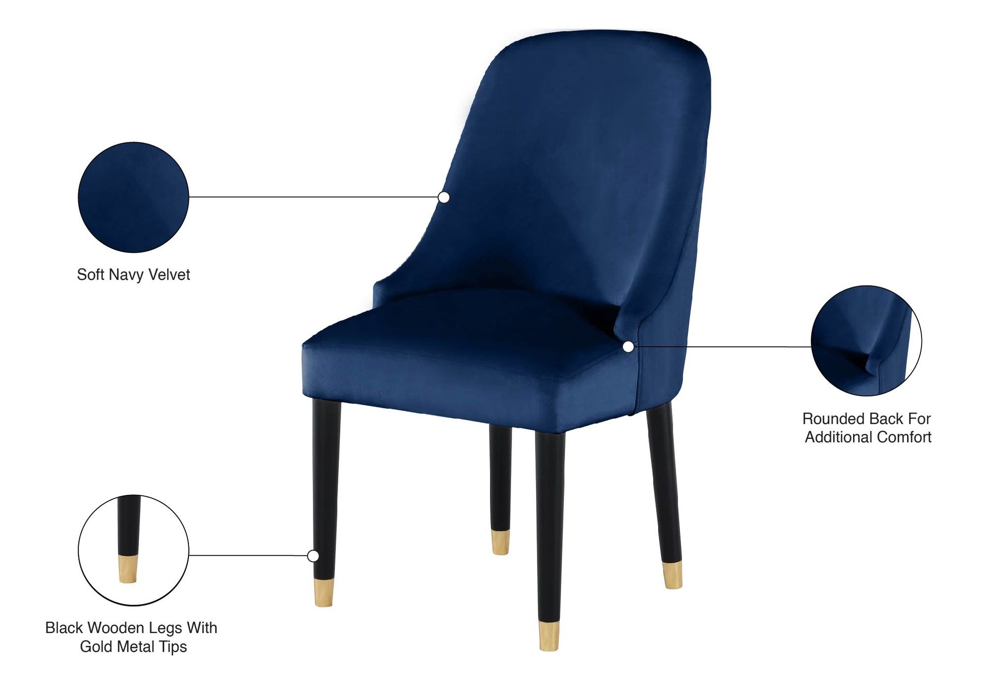 Omni Velvet Dining Chair with Wooden Legs