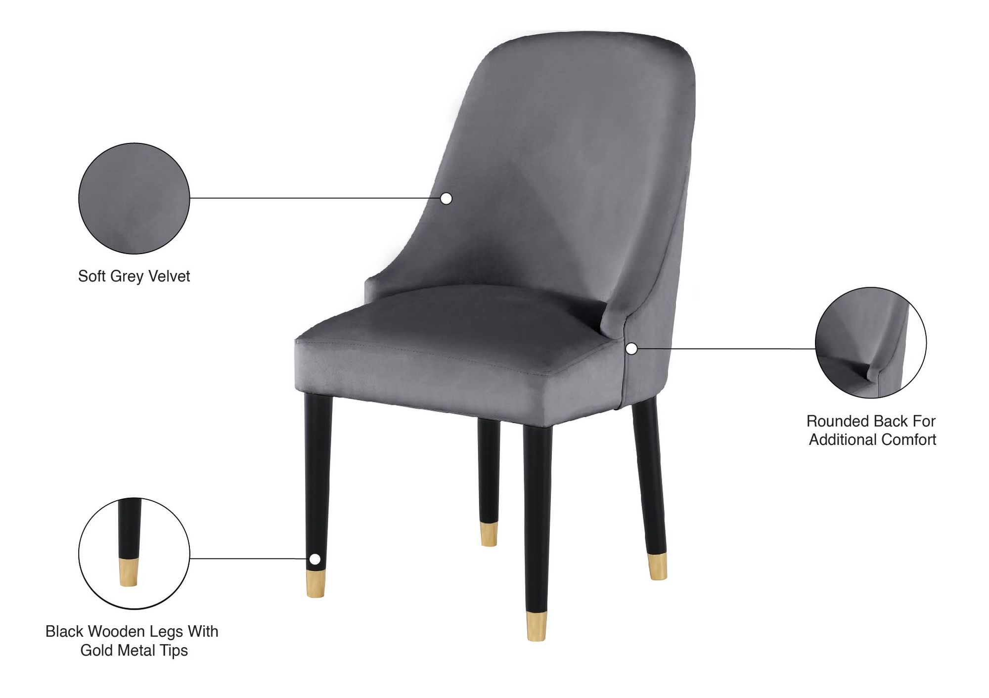 Omni Velvet Dining Chair with Wooden Legs