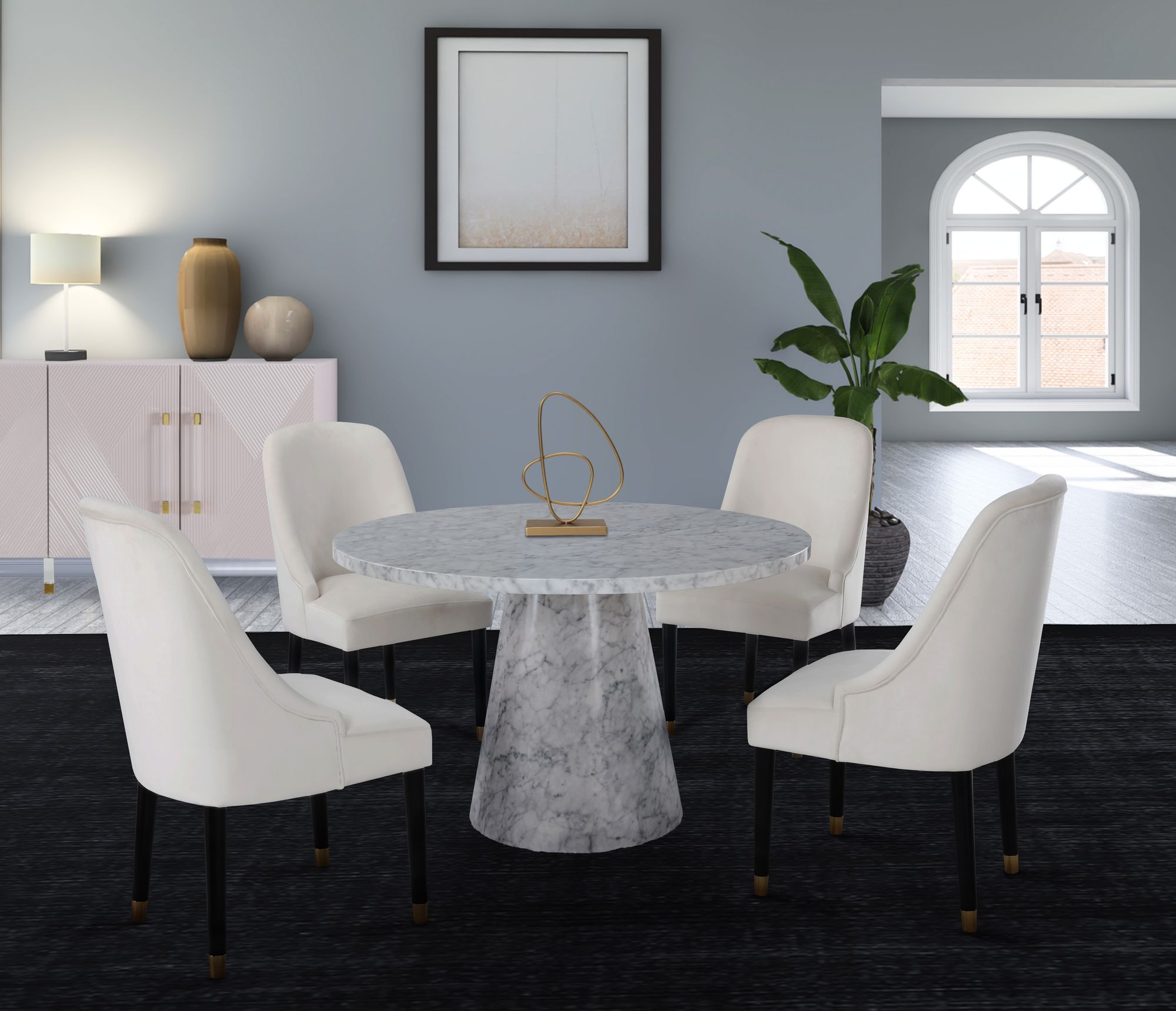Omni Velvet Dining Chair with Wooden Legs