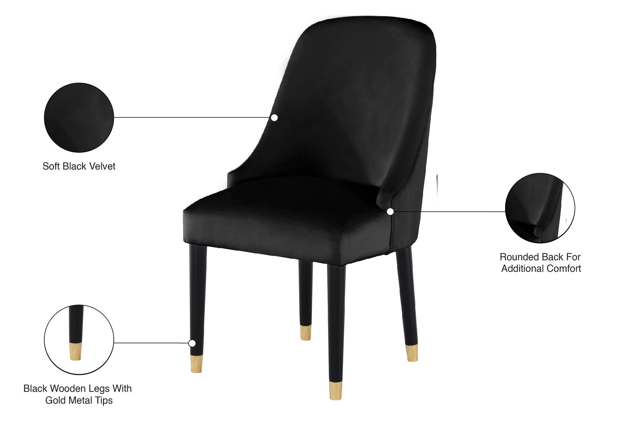 Omni Velvet Dining Chair with Wooden Legs