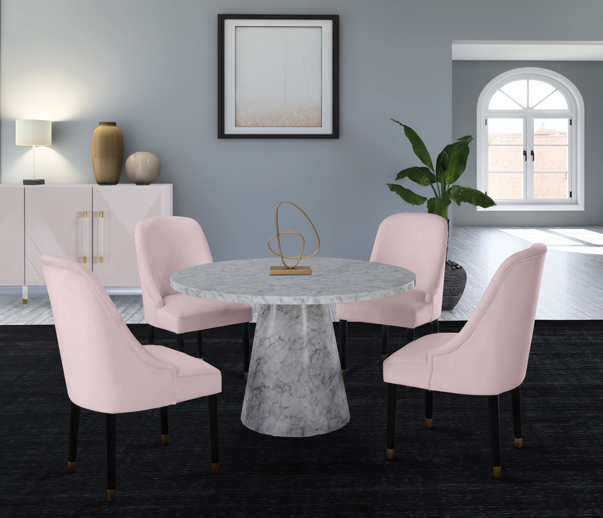 Omni Velvet Dining Chair with Wooden Legs