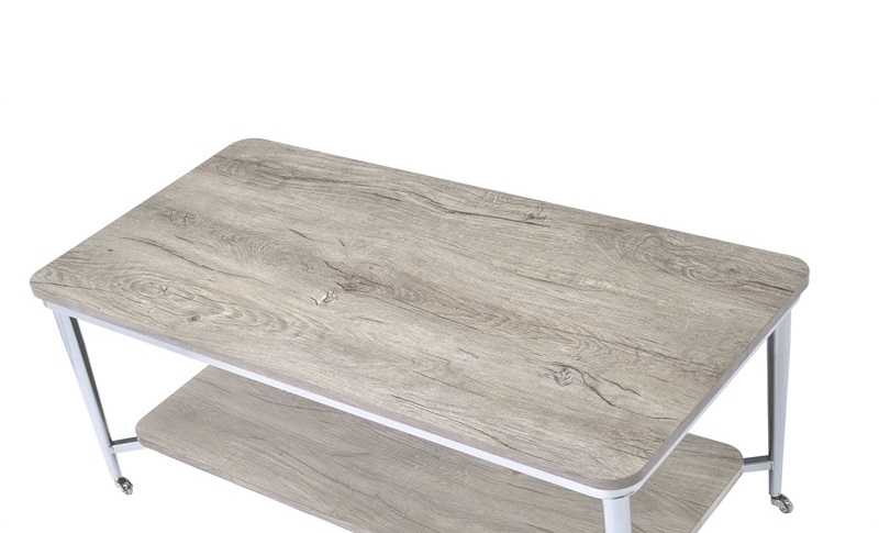 Lukey Wood Rectangular Coffee Table w/Casters