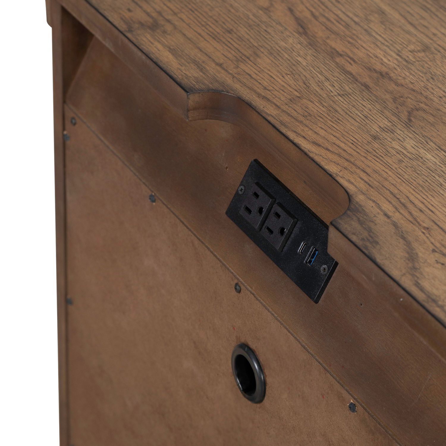 Carolina Park Wood 3-Drawer Nightstand w/Charging Station
