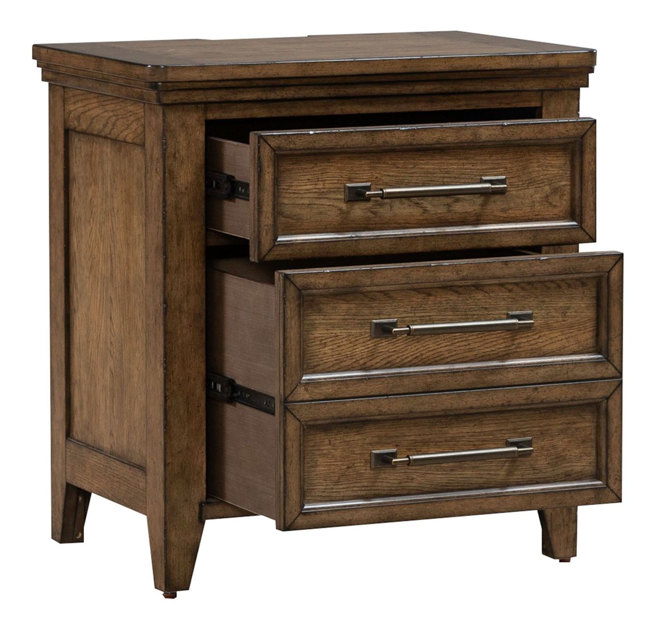 Carolina Park Wood 3-Drawer Nightstand w/Charging Station
