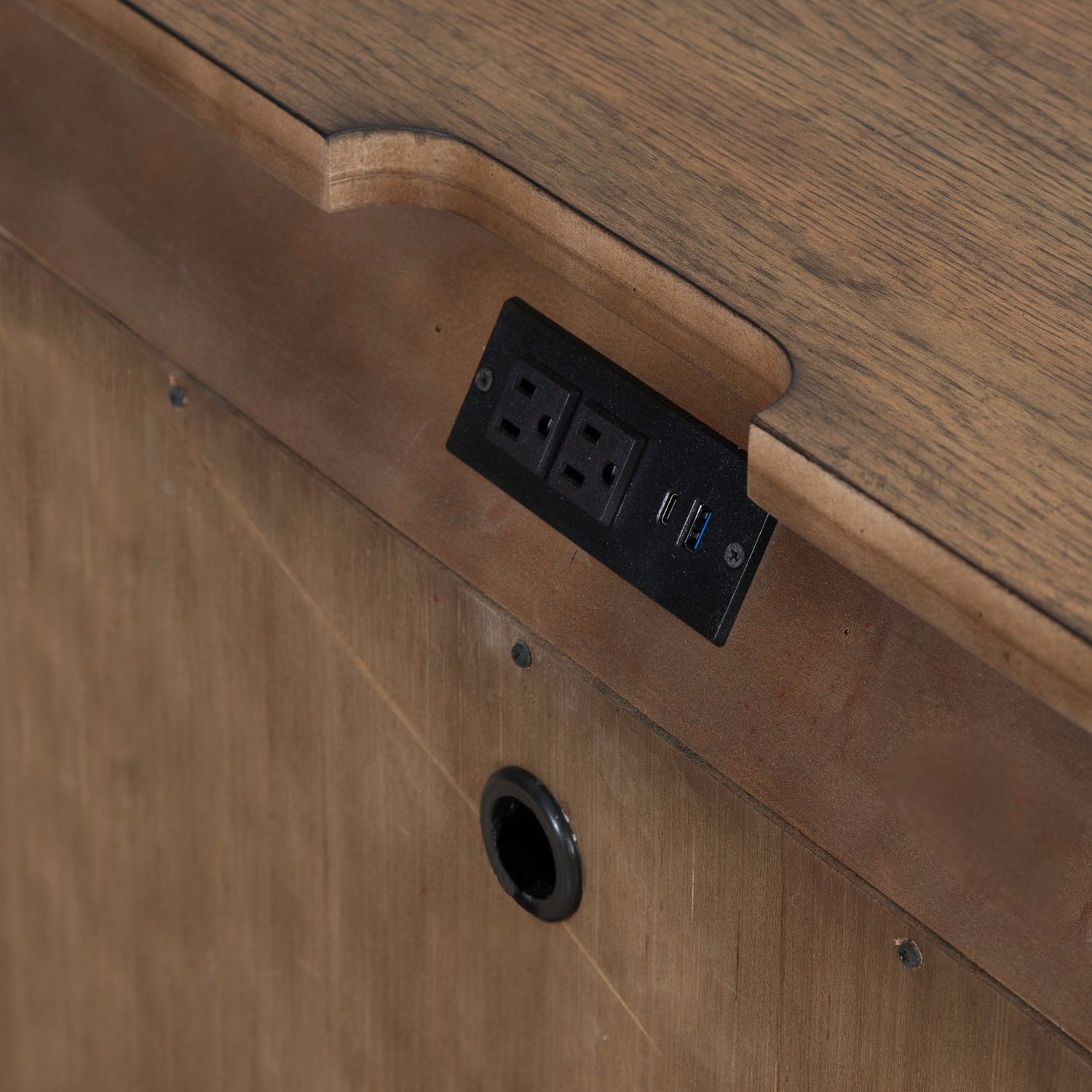 Carolina Park Wood 2-Door Bedside Chest w/Charging Station