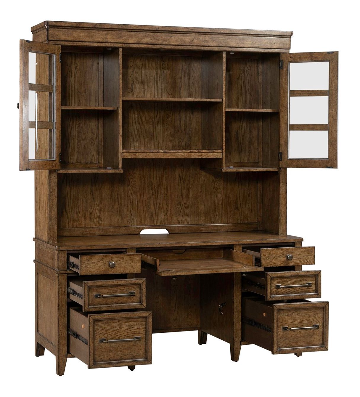 Carolina Park Wood 7-Drawer Credenza & 2-Door Hutch