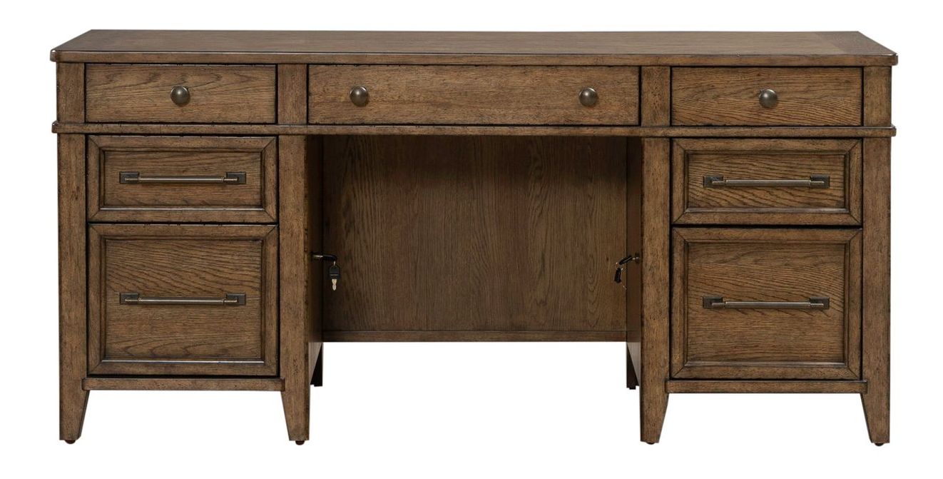 Carolina Park Wood 7-Drawer Jr Executive Credenza