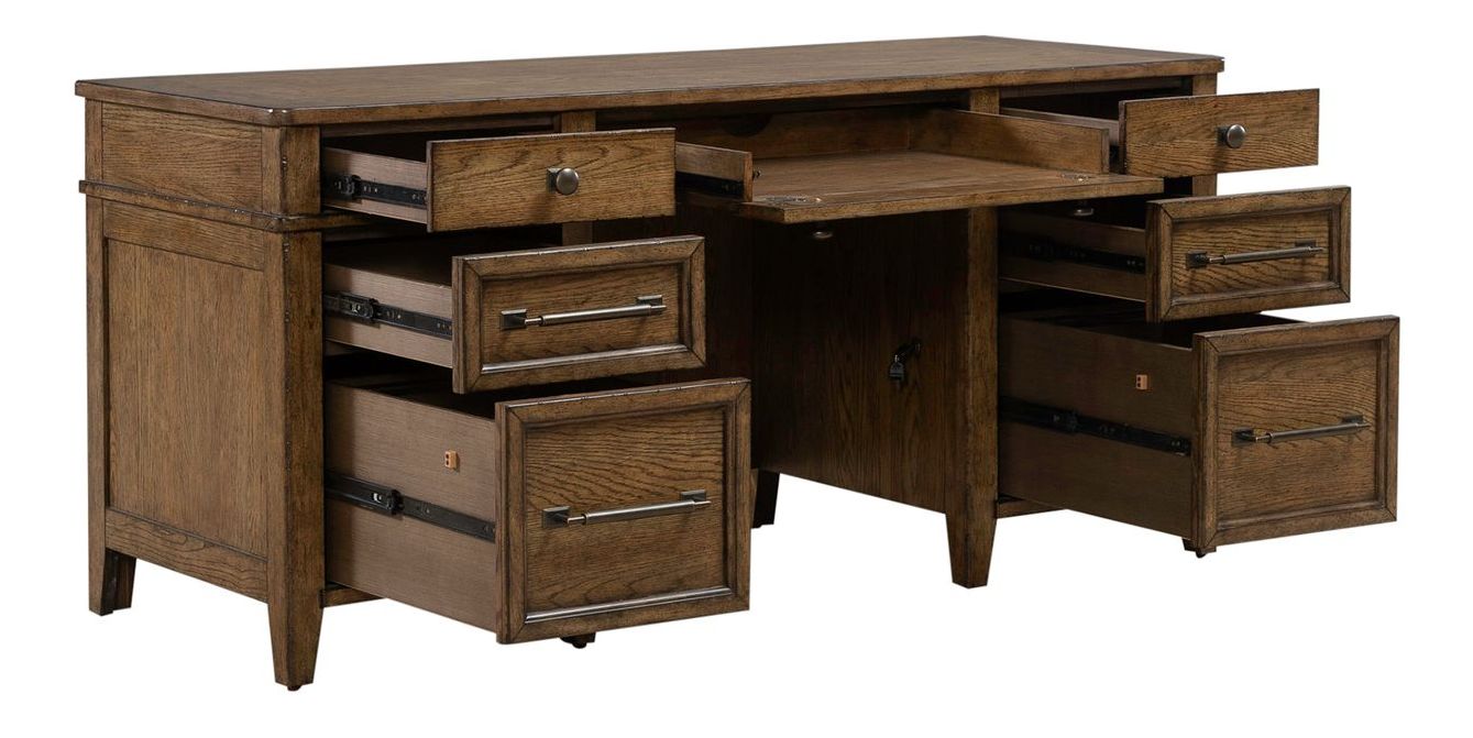 Carolina Park Wood 7-Drawer Jr Executive Credenza