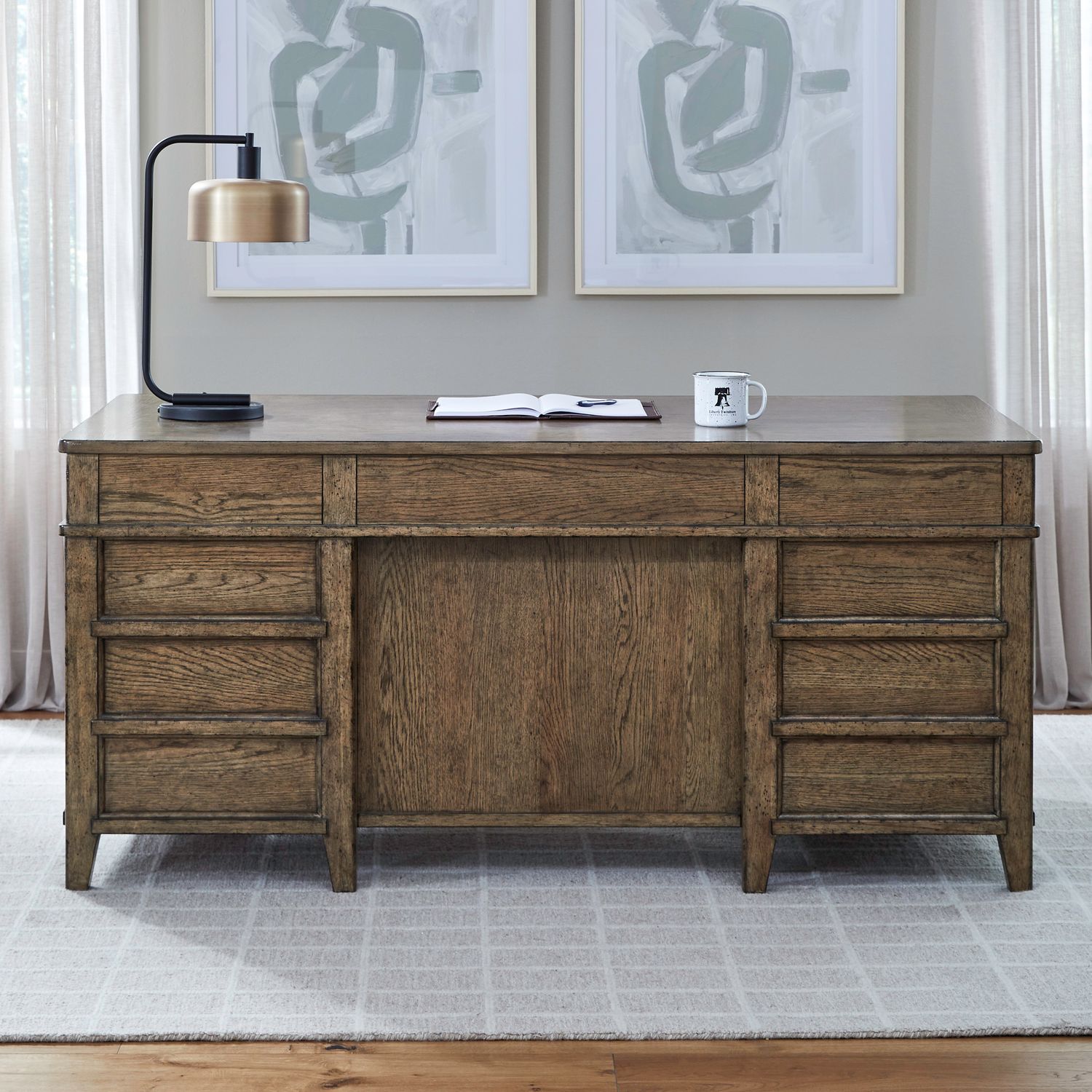 Carolina Park Rectangular Wood 9-Drawer Jr Executive Desk