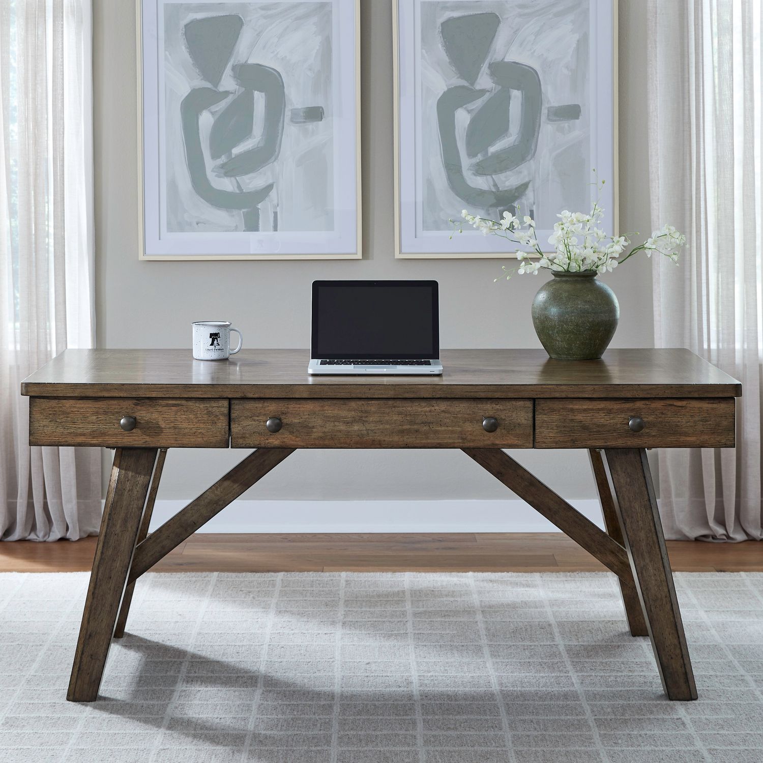 Carolina Park Rectangular Wood 3-Drawer Writing Desk