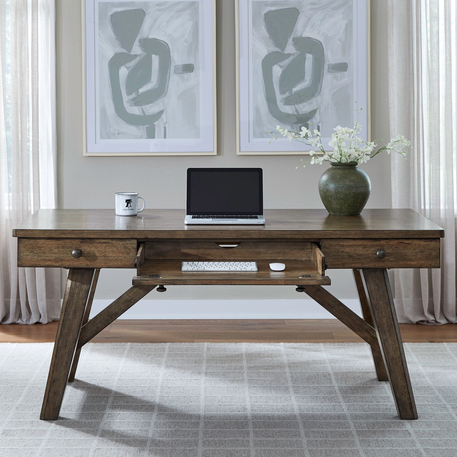 Carolina Park Rectangular Wood 3-Drawer Writing Desk