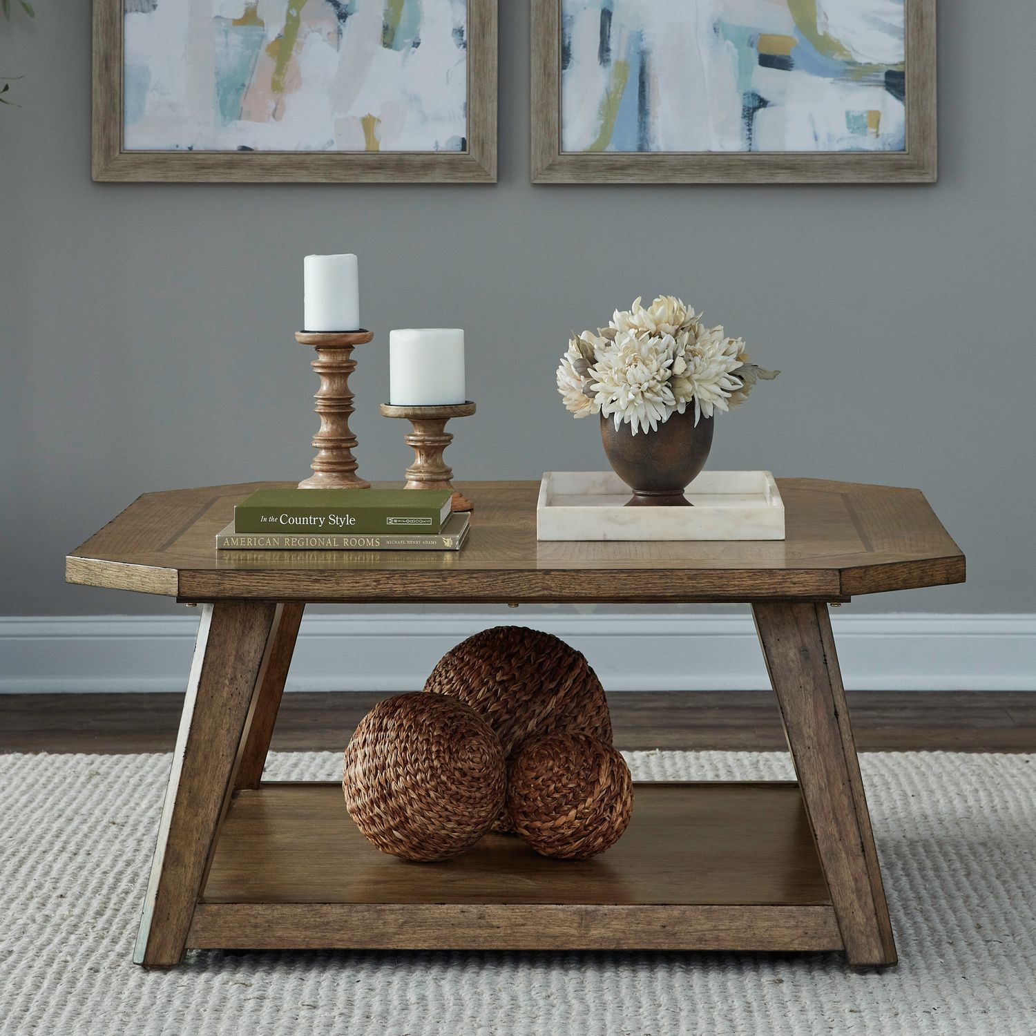 Carolina Park Octagonal 3-Piece Cocktail Table Set | Tobacco