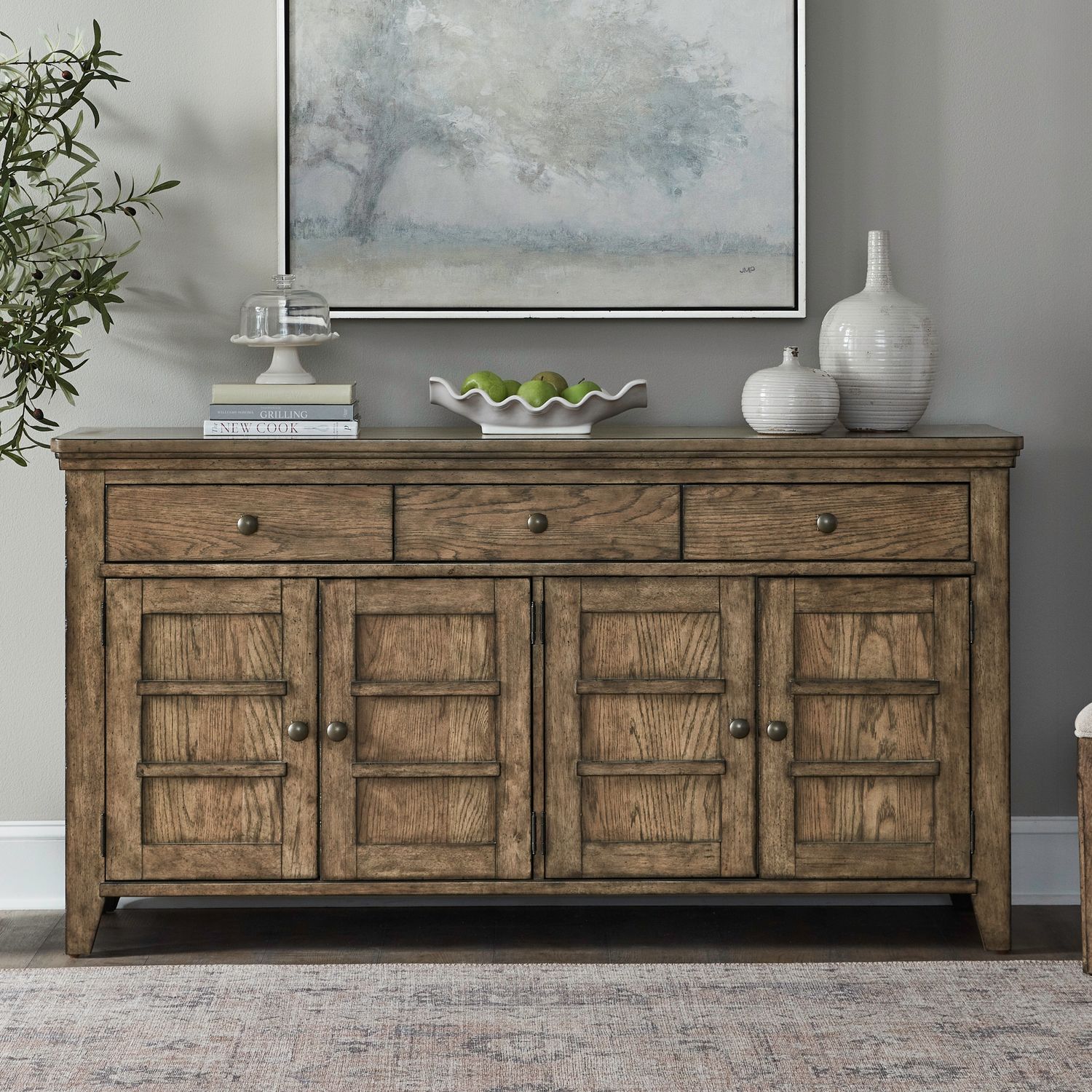 Carolina Park Wood 4-Door 3-Drawer Park Server