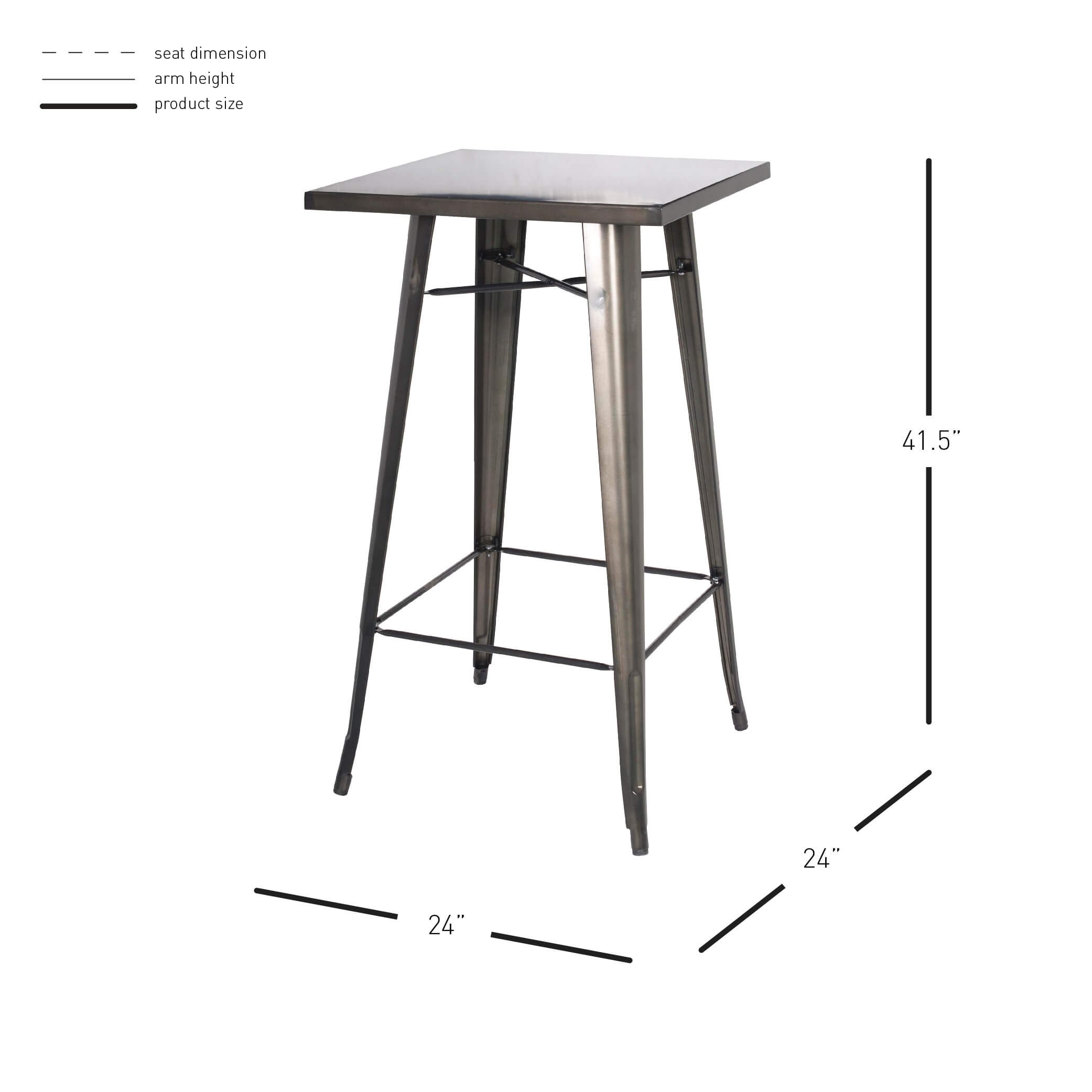 Metropolis KD Metal Bar Table