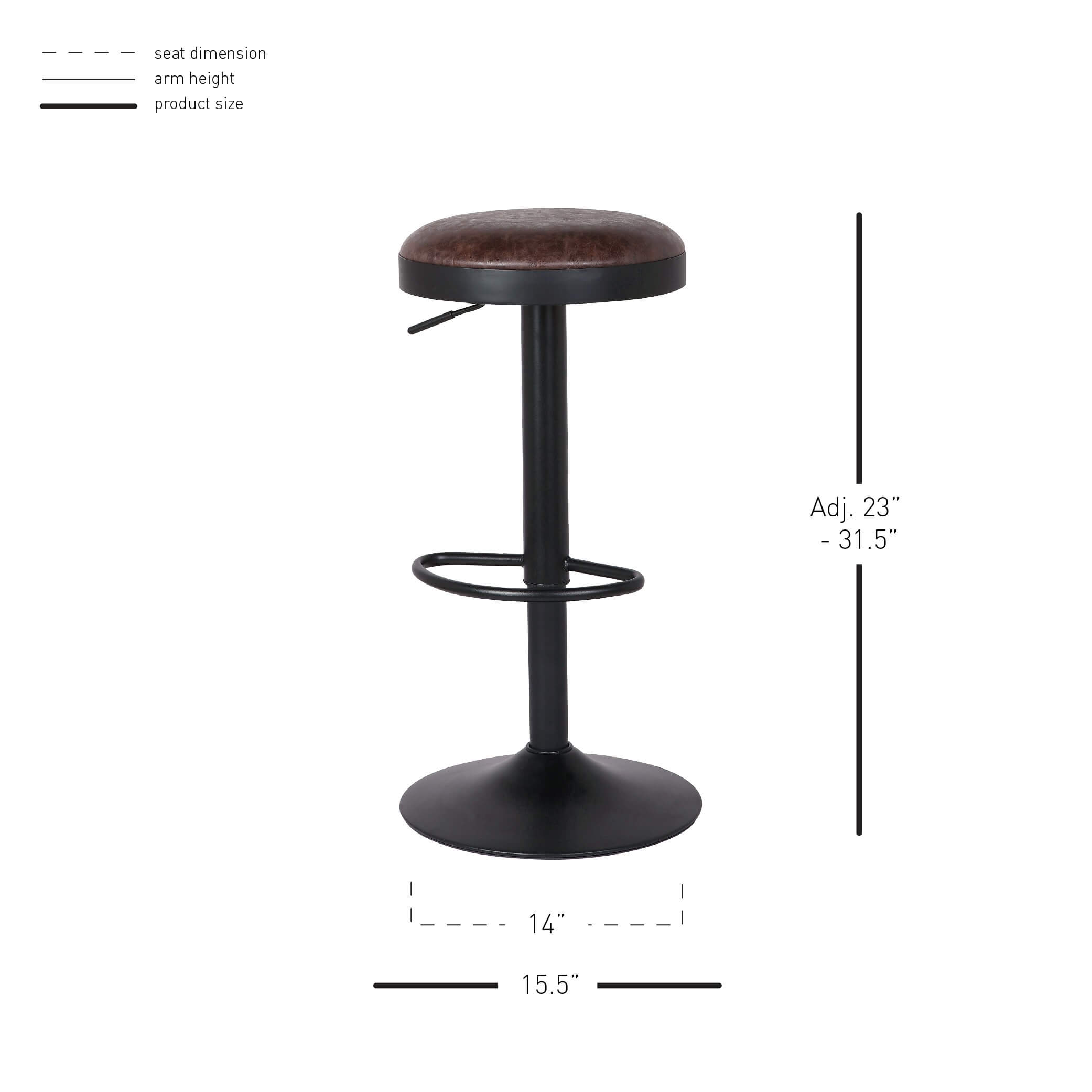 Juno PU Gaslift Swivel Bar Stool