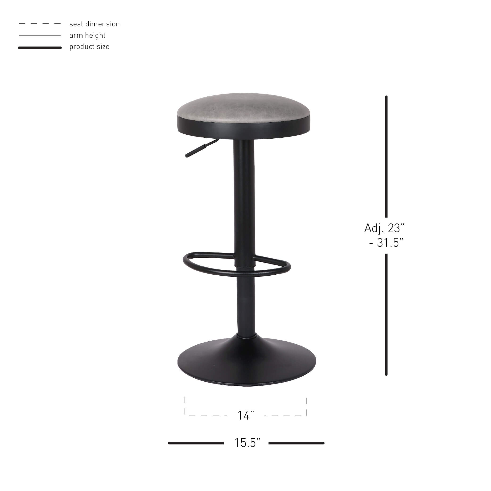Juno PU Gaslift Swivel Bar Stool