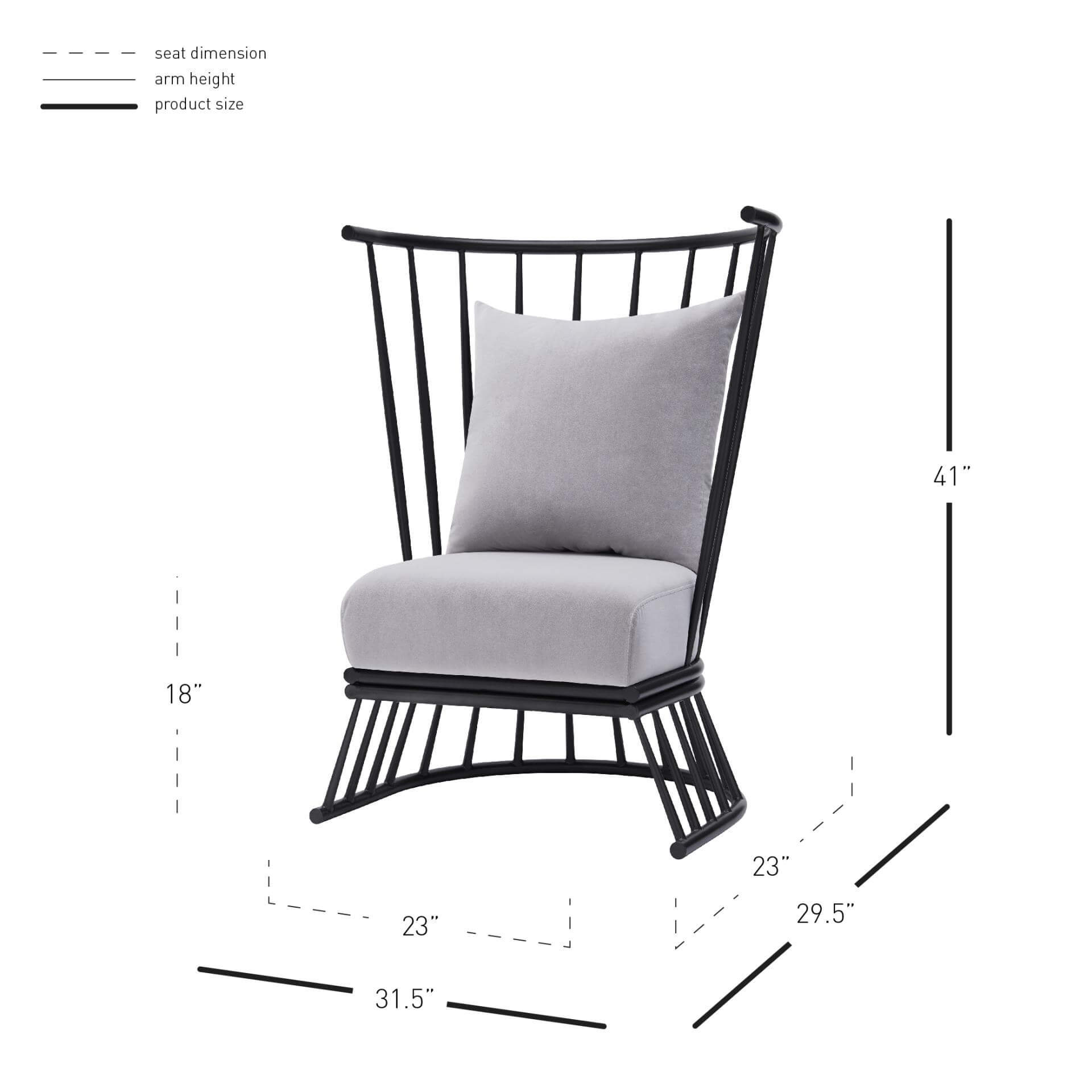 Jupiter KD Velvet Fabric Metal Accent Chair