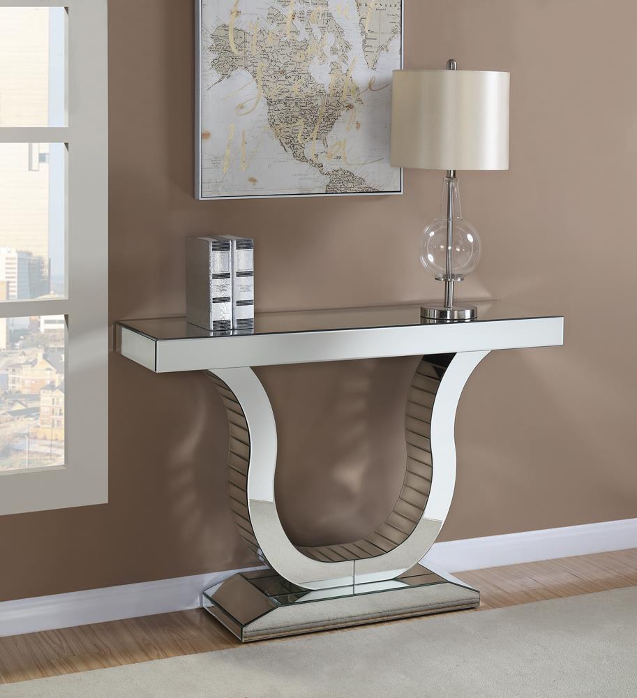 Saanvi Mirrored Console Table with U-shaped Base