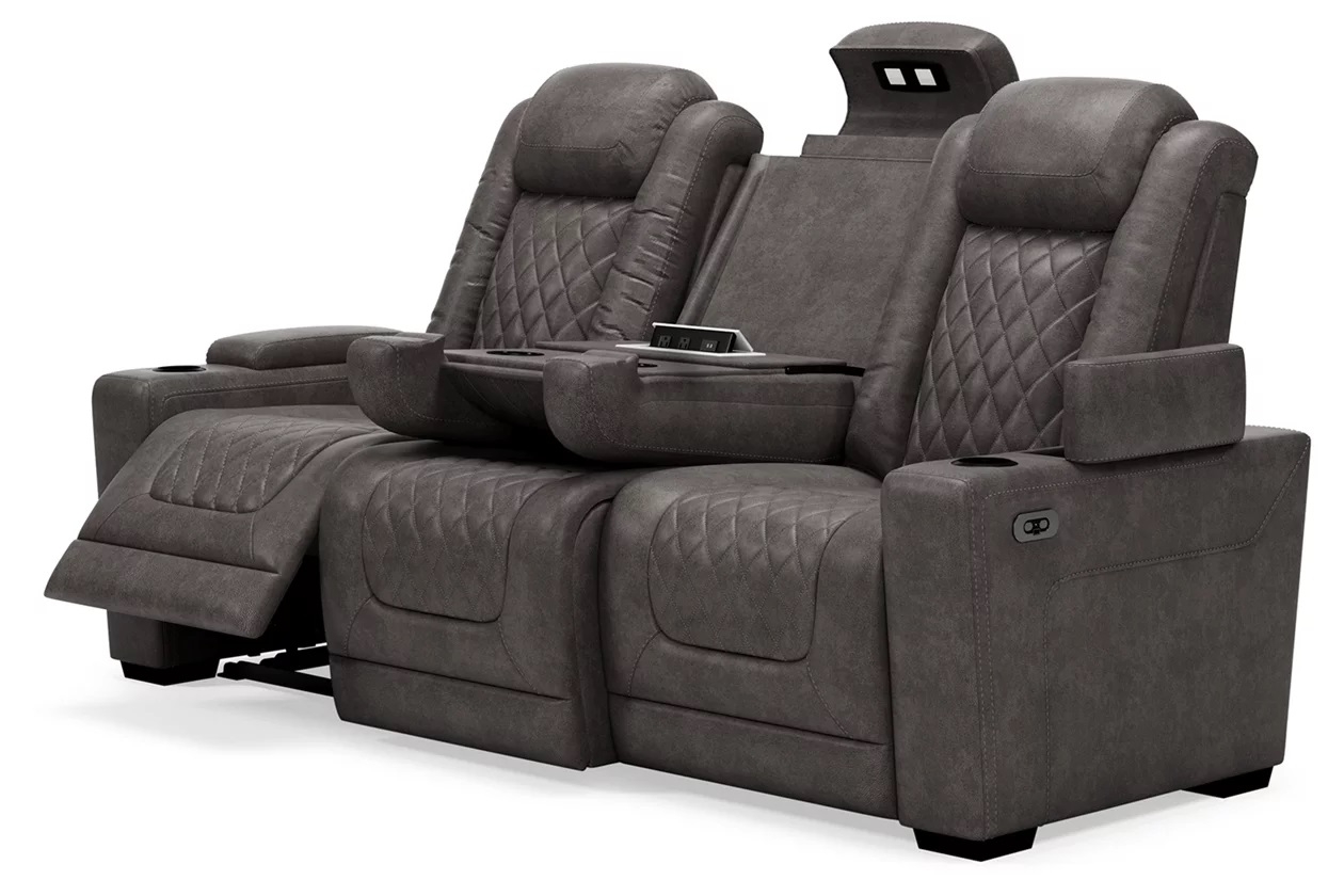 Hyllmont Polyester Power Recliner Loveseat Side