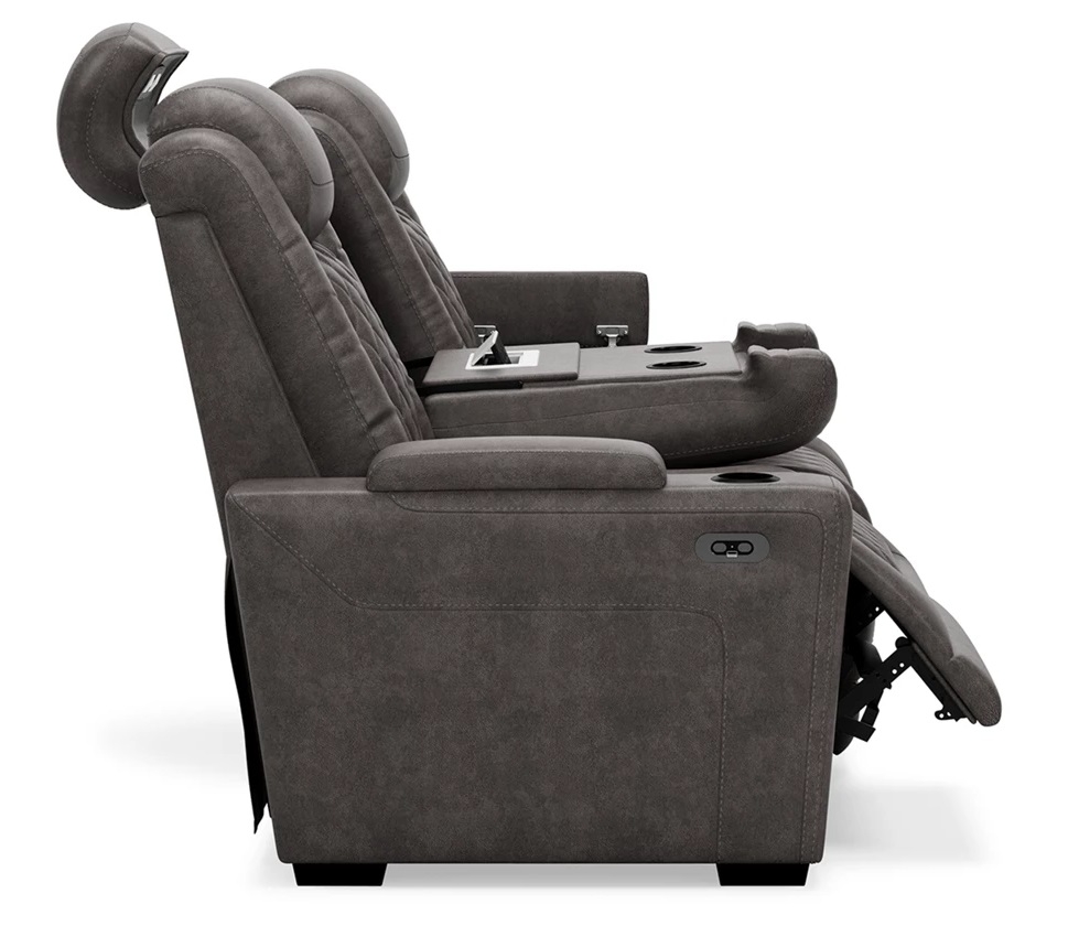 Hyllmont Polyester Power Recliner Loveseat Side