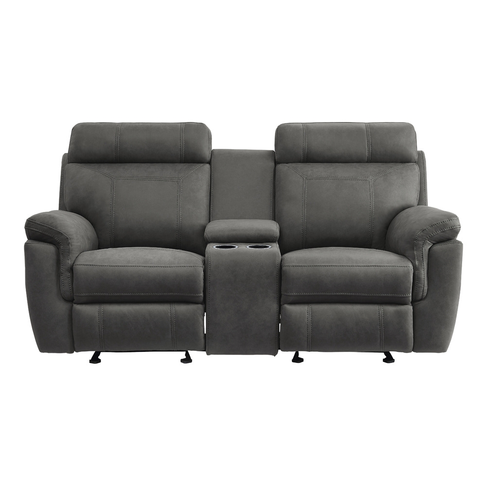 Clifton Microfiber Double Glider Reclining Loveseat w/Console
