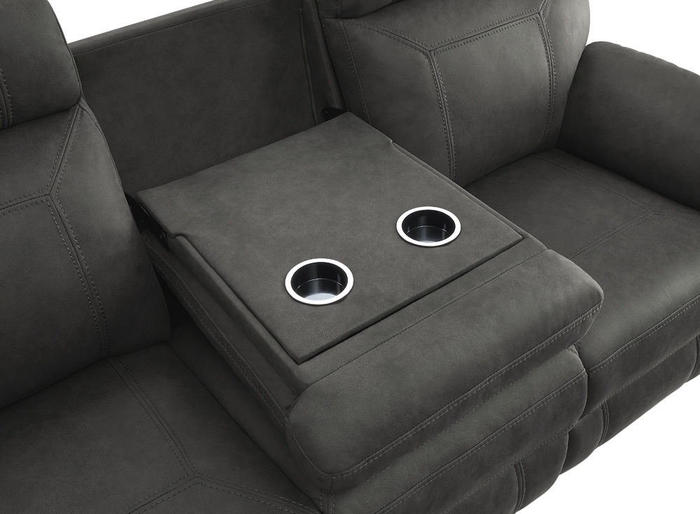 Clifton Microfiber Double Reclining Sofa with Drop-Down Cup Holders