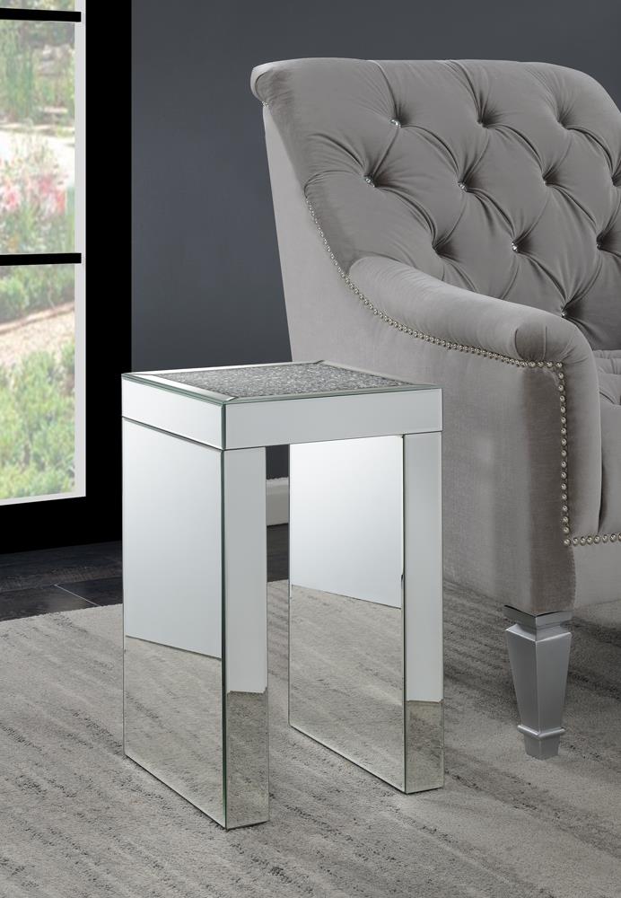 Audrey Square Mirrored Chairside End Table