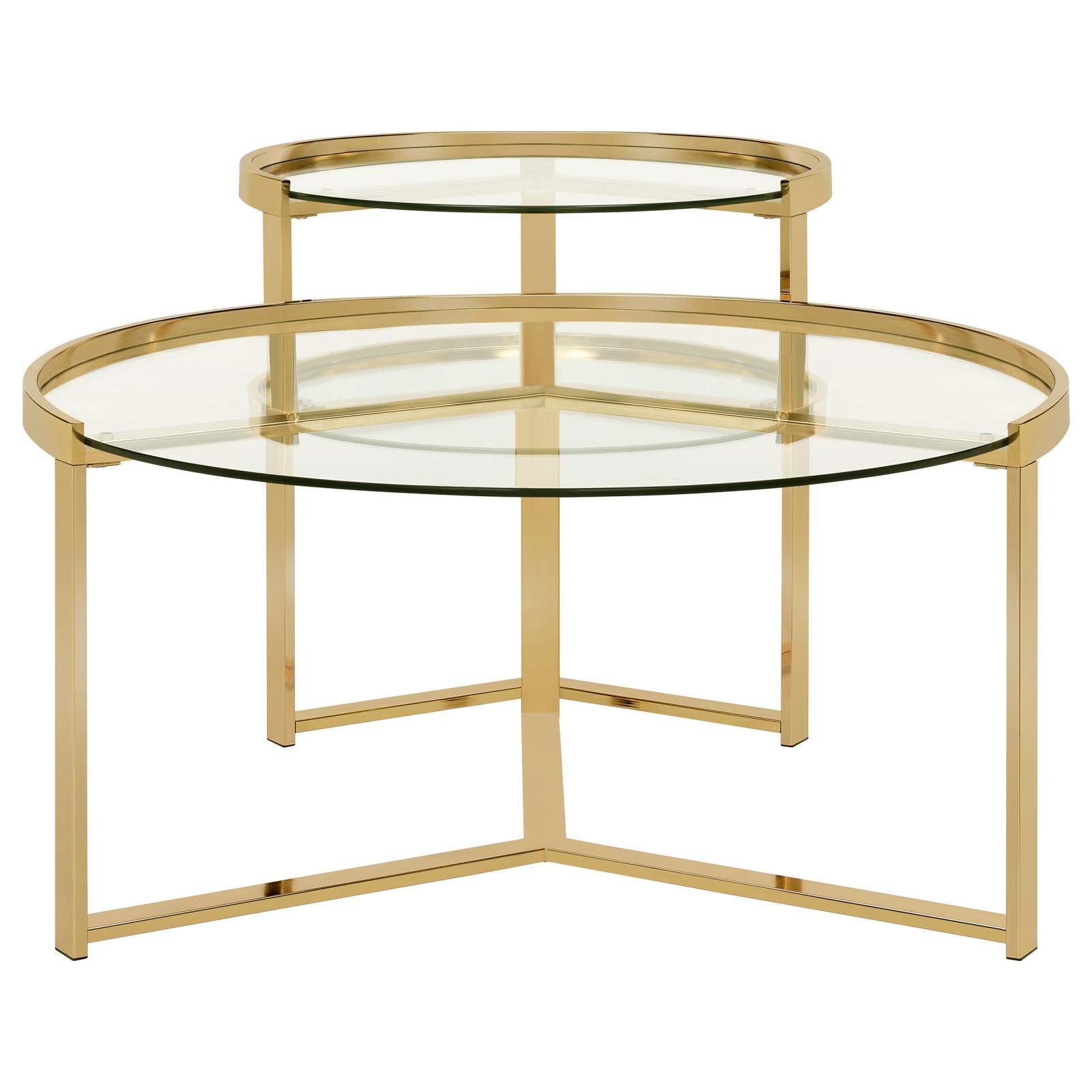 Delia 2-piece Round Nesting Table with Glass Top