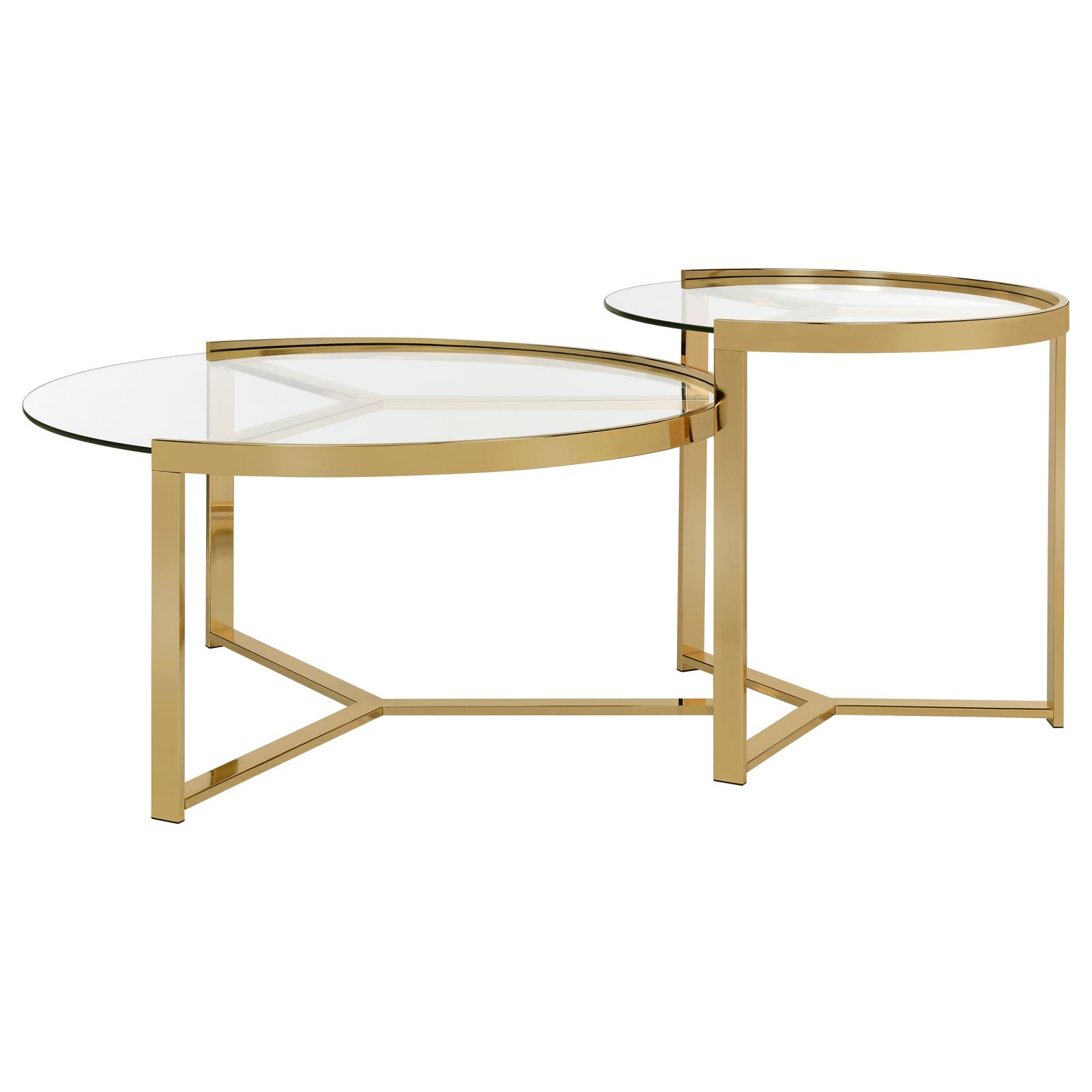 Delia 2-piece Round Nesting Table with Glass Top