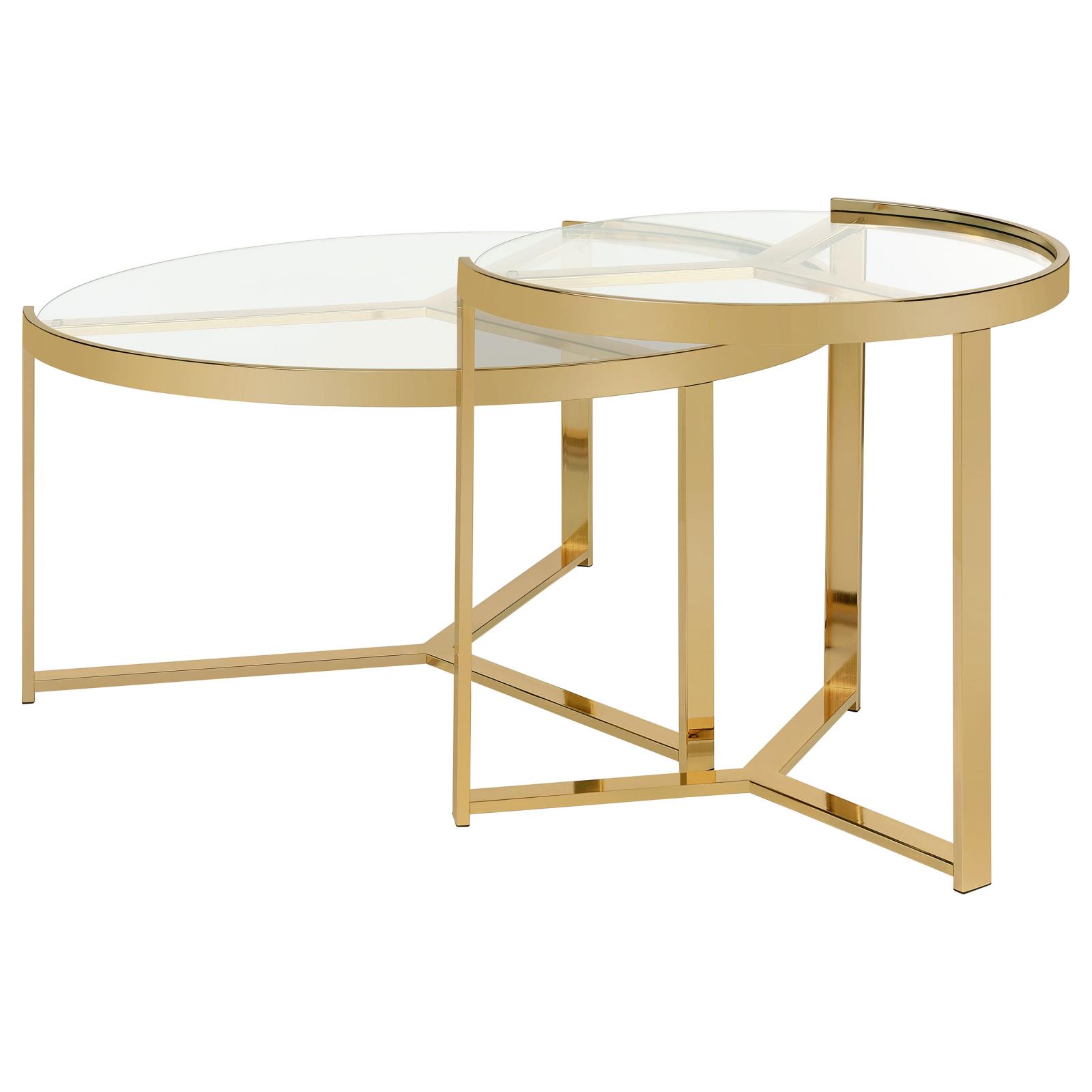 Delia 2-piece Round Nesting Table with Glass Top