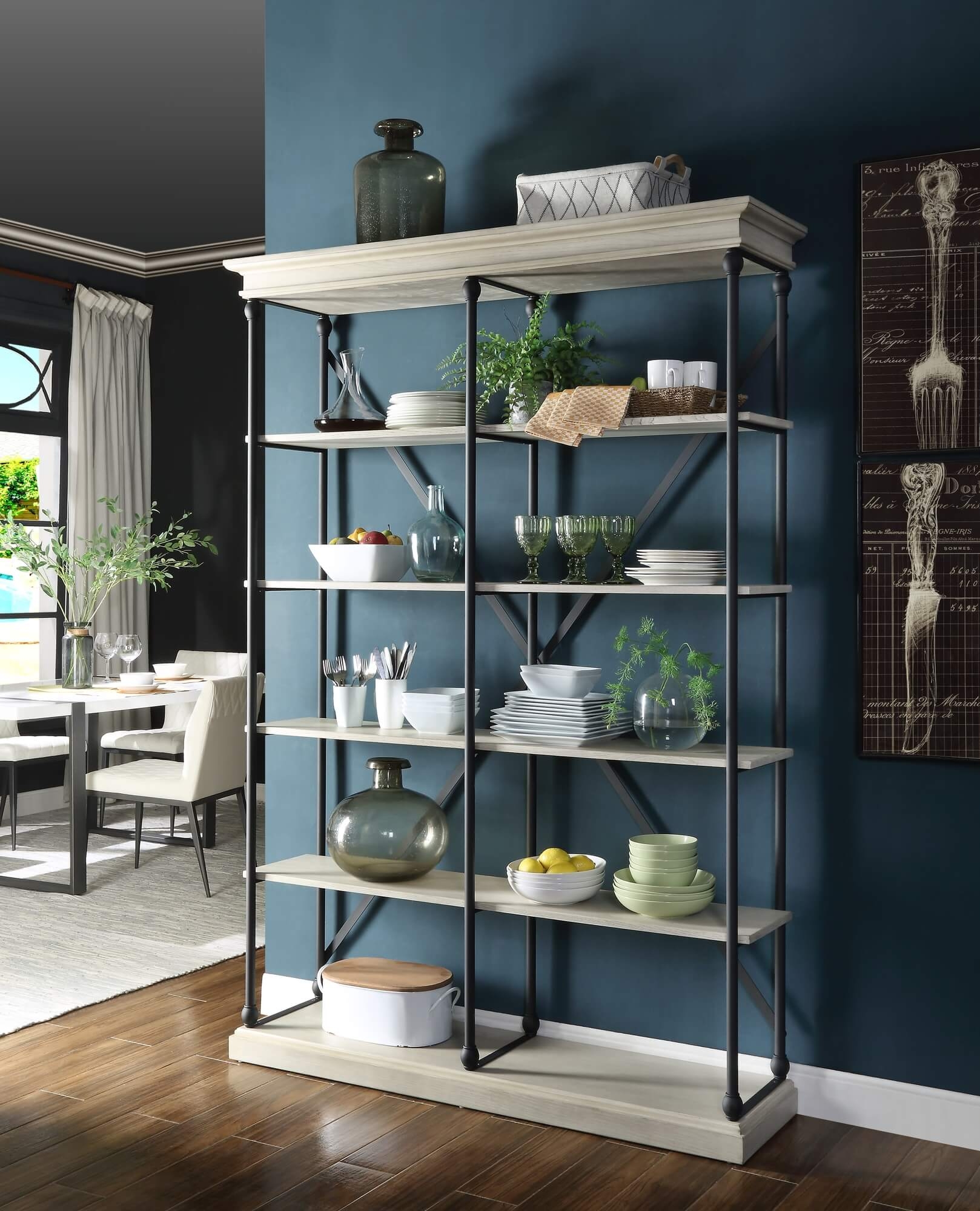 Rukia Wood Veneer/Metal 58" Bookshelf