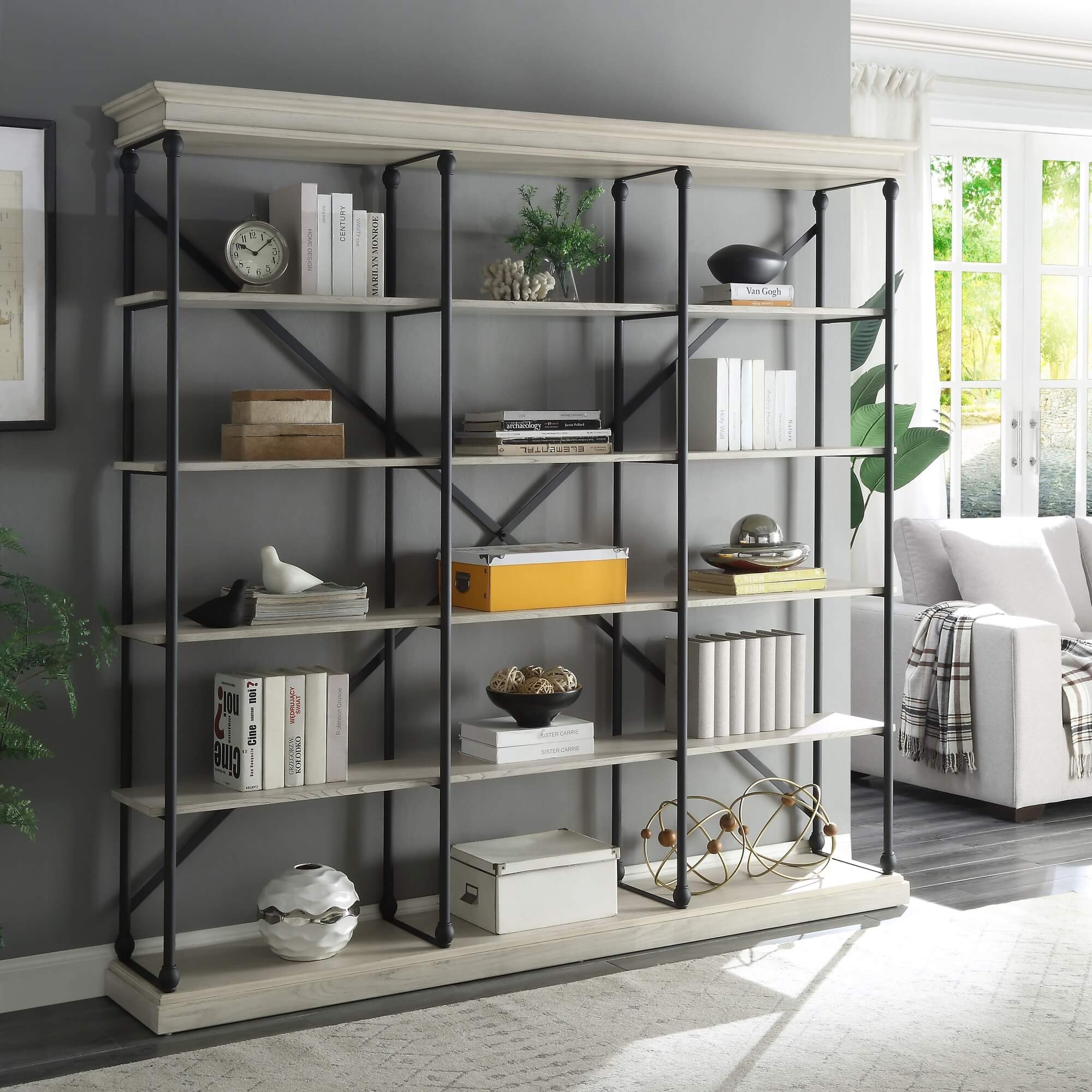 Rukia Wood Veneer/Metal 84" Bookshelf