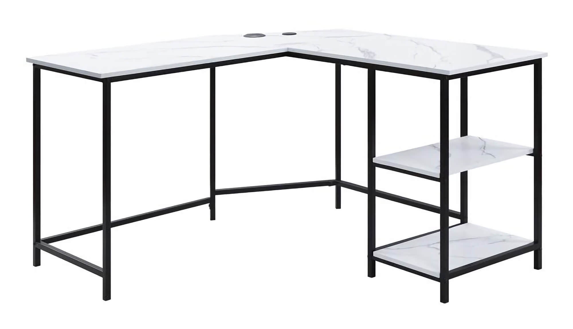 Taurus Wood Veneer/Metal L-Shaped Writing Desk w/ USB Port