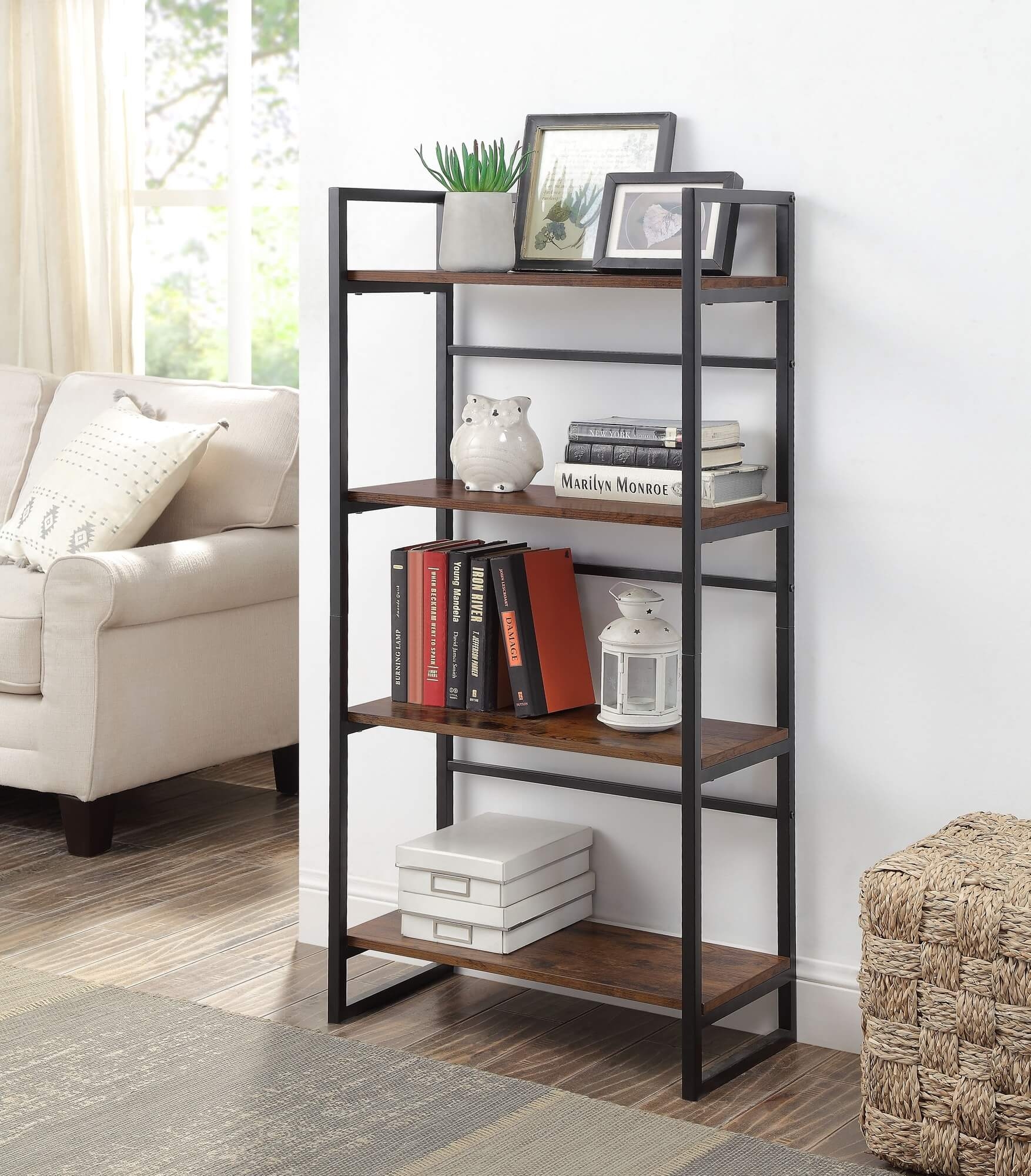 Taurus Wood Veneer/Metal Bookshelf