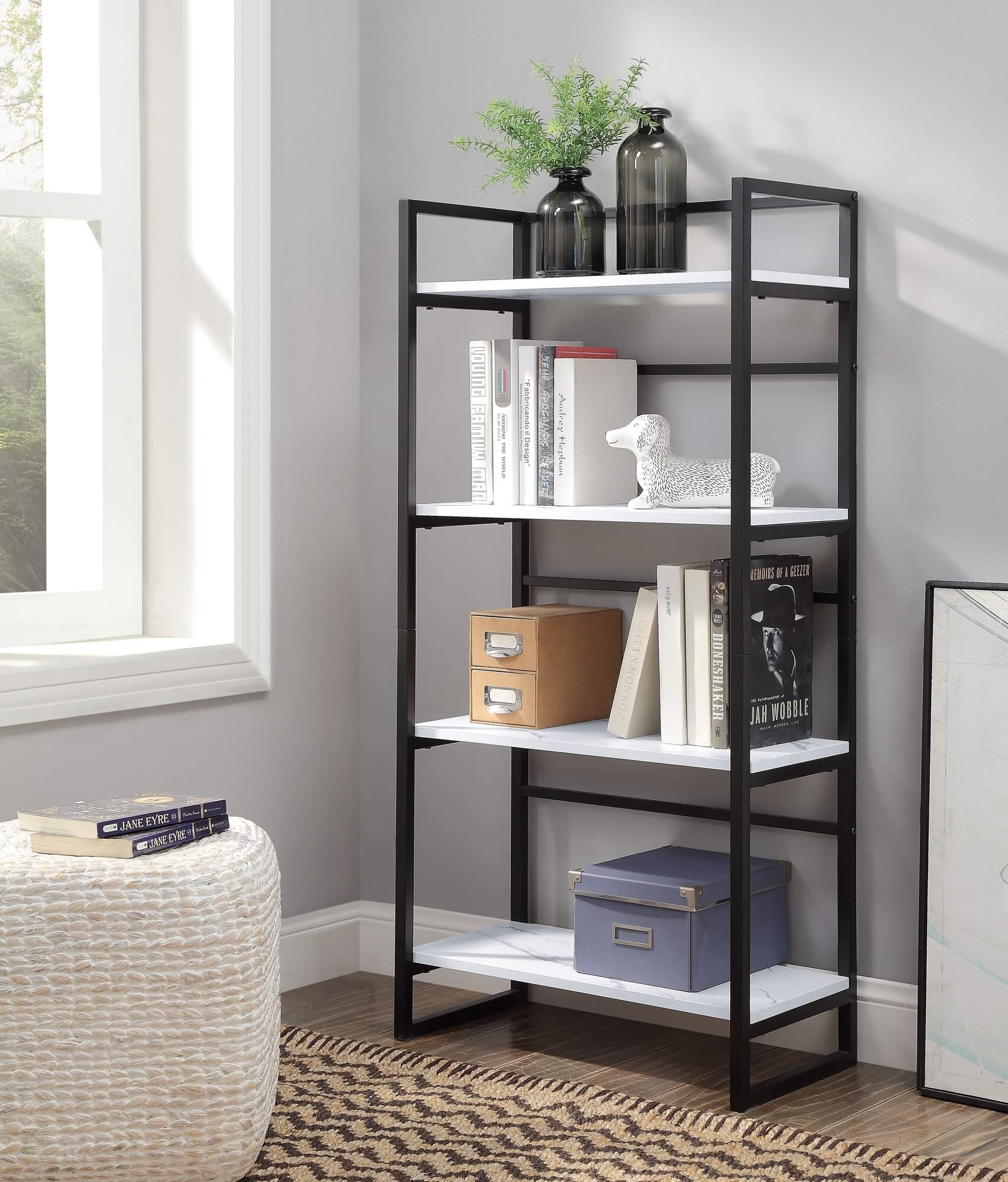 Taurus Wood Veneer/Metal Bookshelf