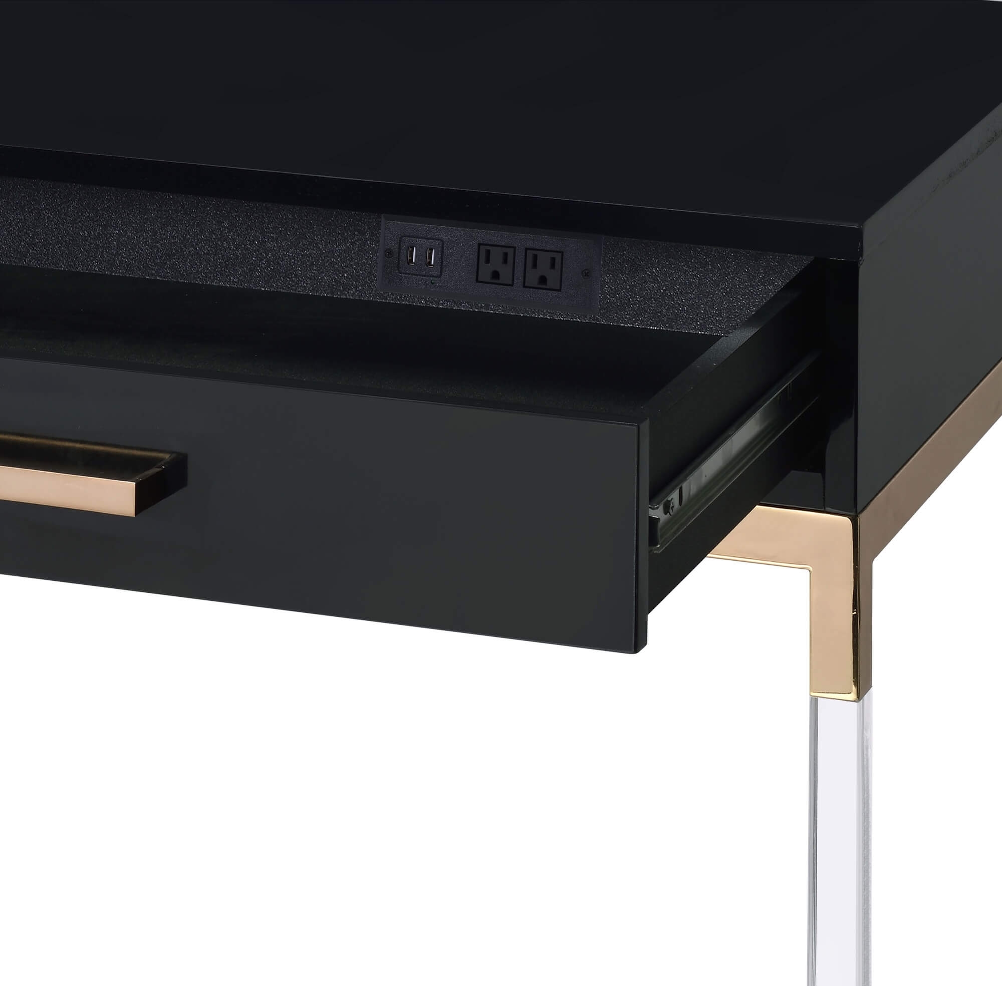 Adiel Wood/Metal/Crystal Writing Desk w/USB Port