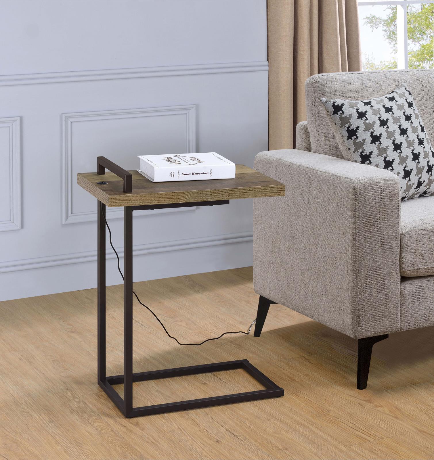 Maxwell C-shaped Accent Table w/ USB Charging Port