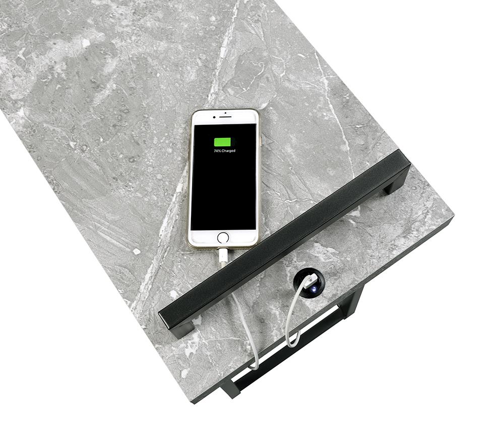 Maxwell C-shaped Accent Table w/ USB Charging Port