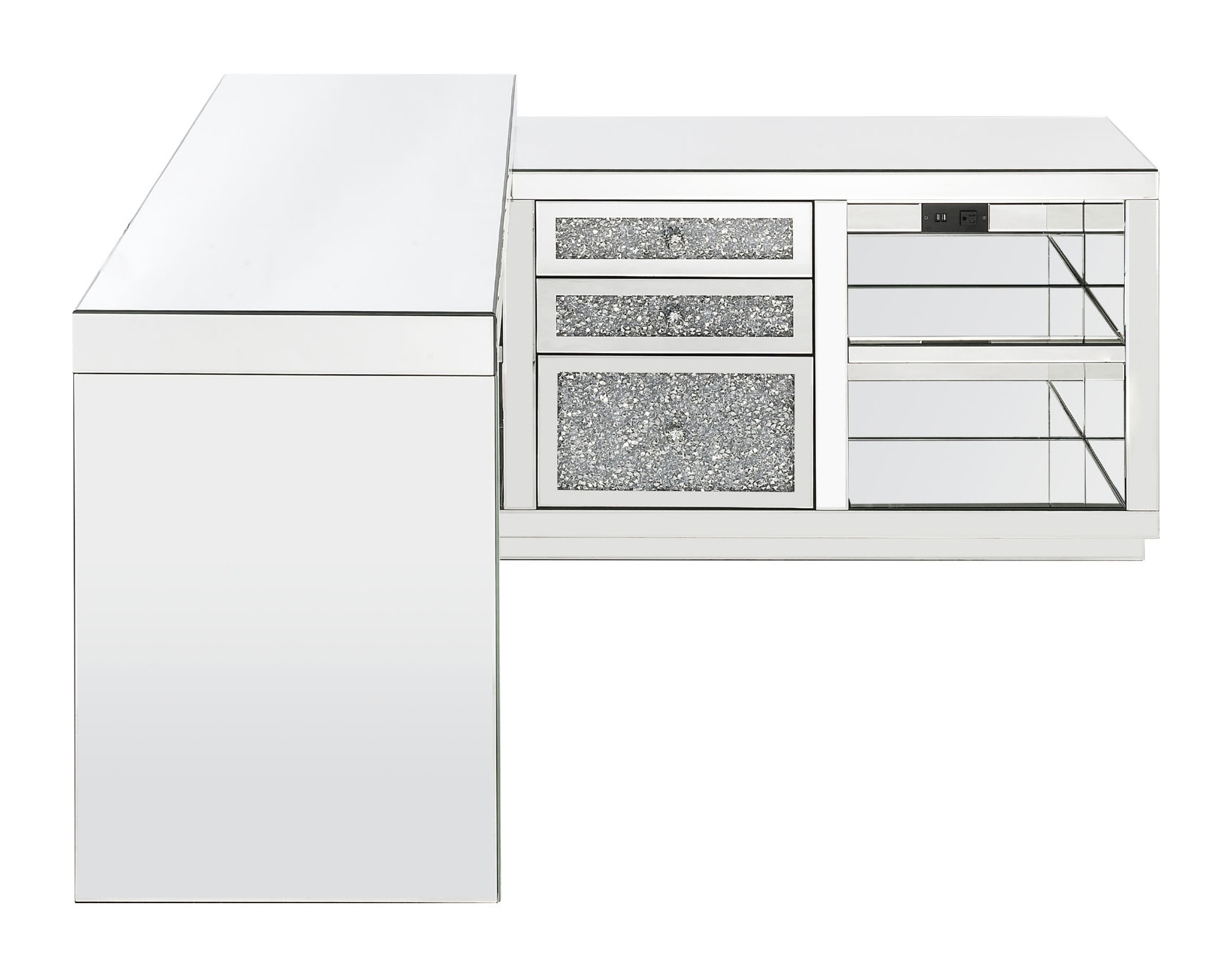 Noralie 93118 Mirrored/Faux Diamonds Writing Desk
