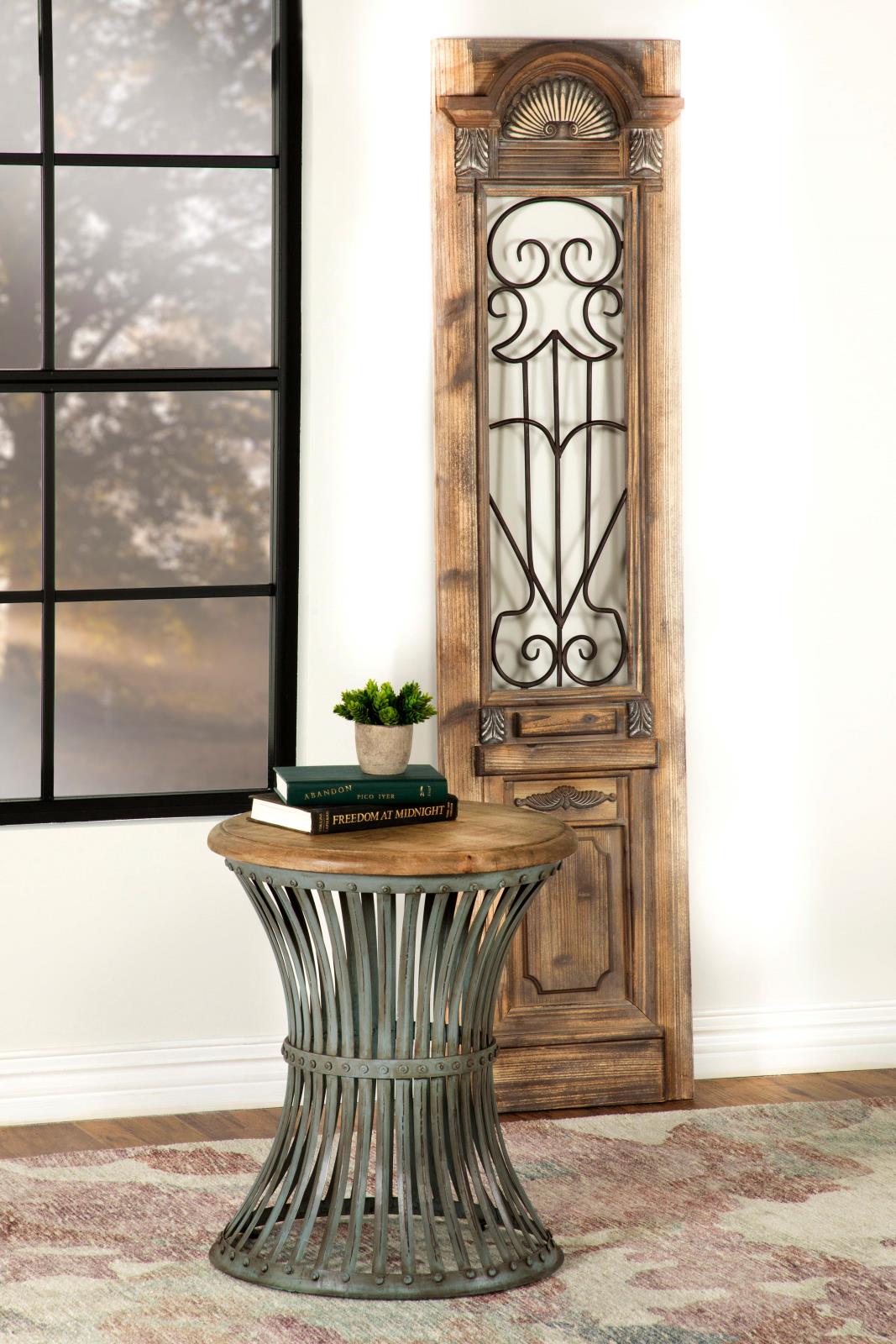 Matyas Wood/Metal Round Accent Table