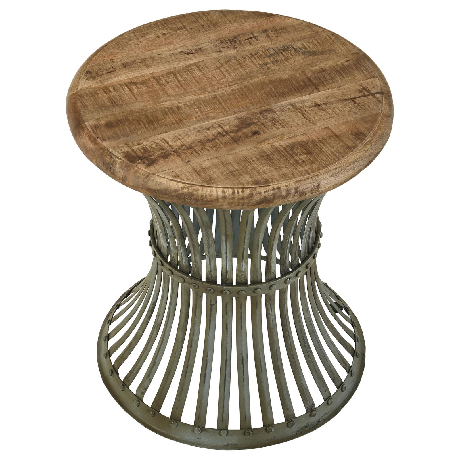 Matyas Wood/Metal Round Accent Table