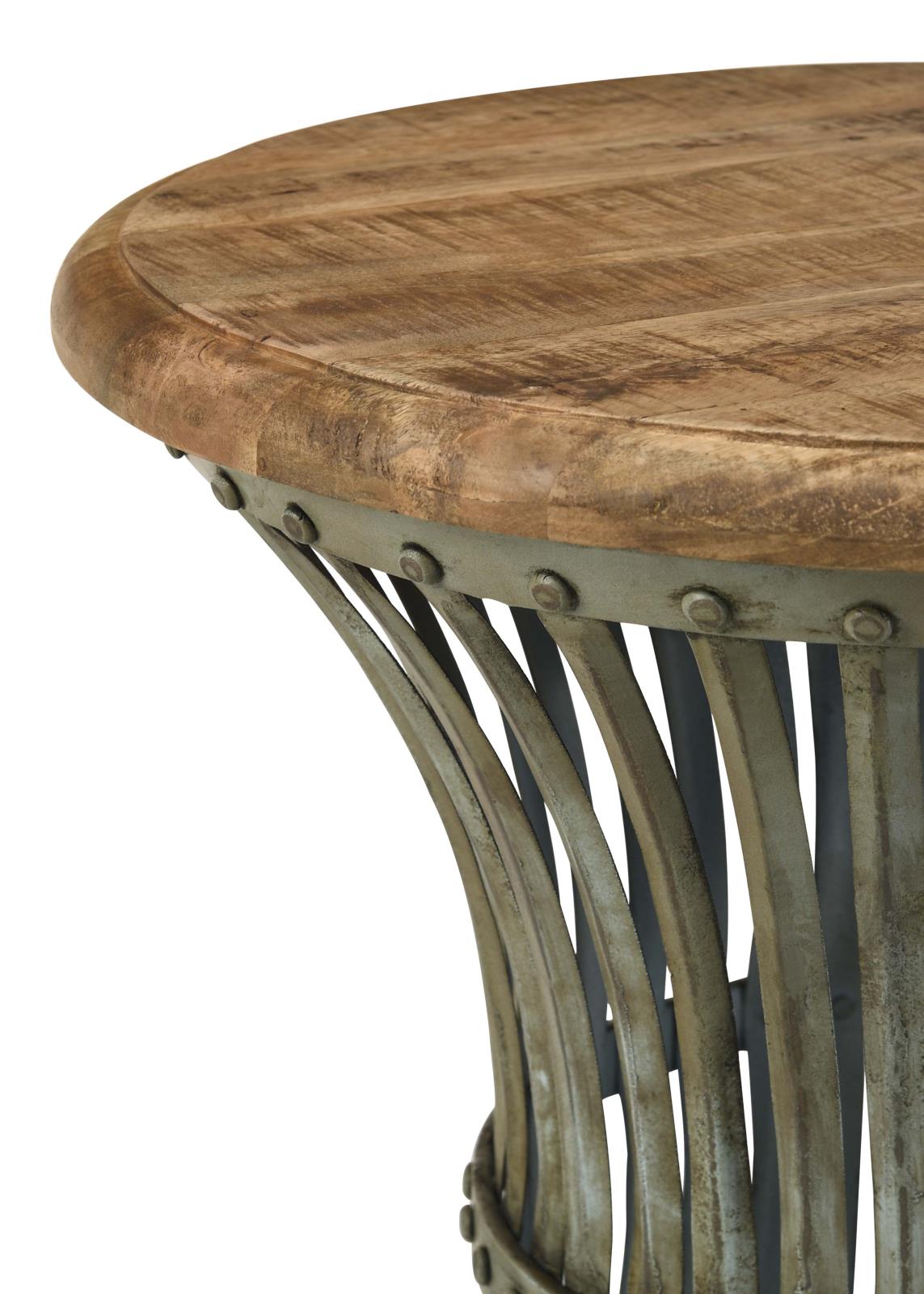 Matyas Wood/Metal Round Accent Table