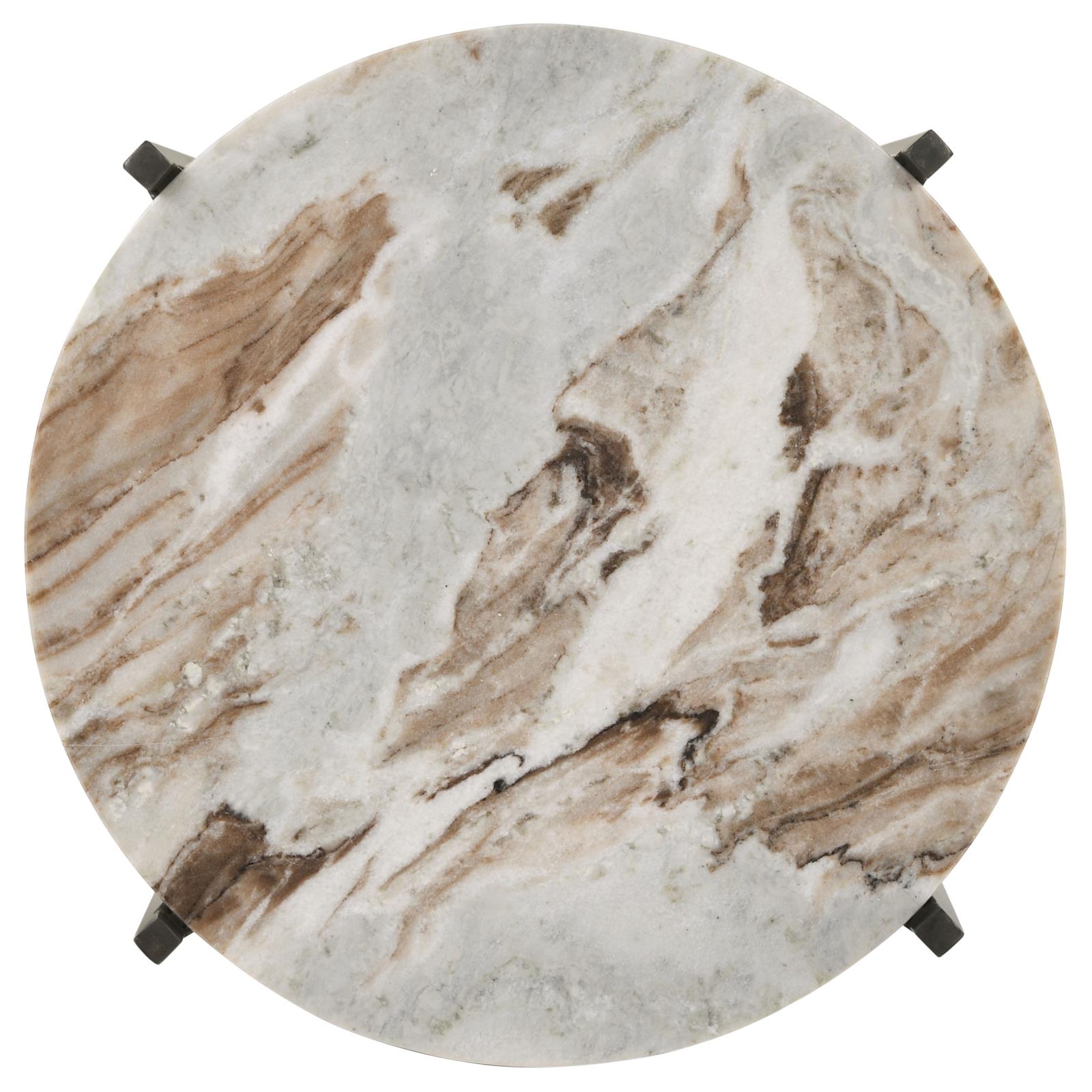 Noemie Round Accent Table with Marble Top & Wood Shelf