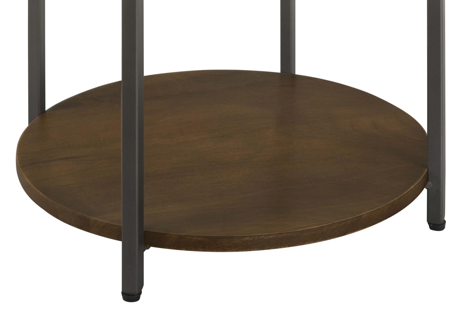 Noemie Round Accent Table with Marble Top & Wood Shelf