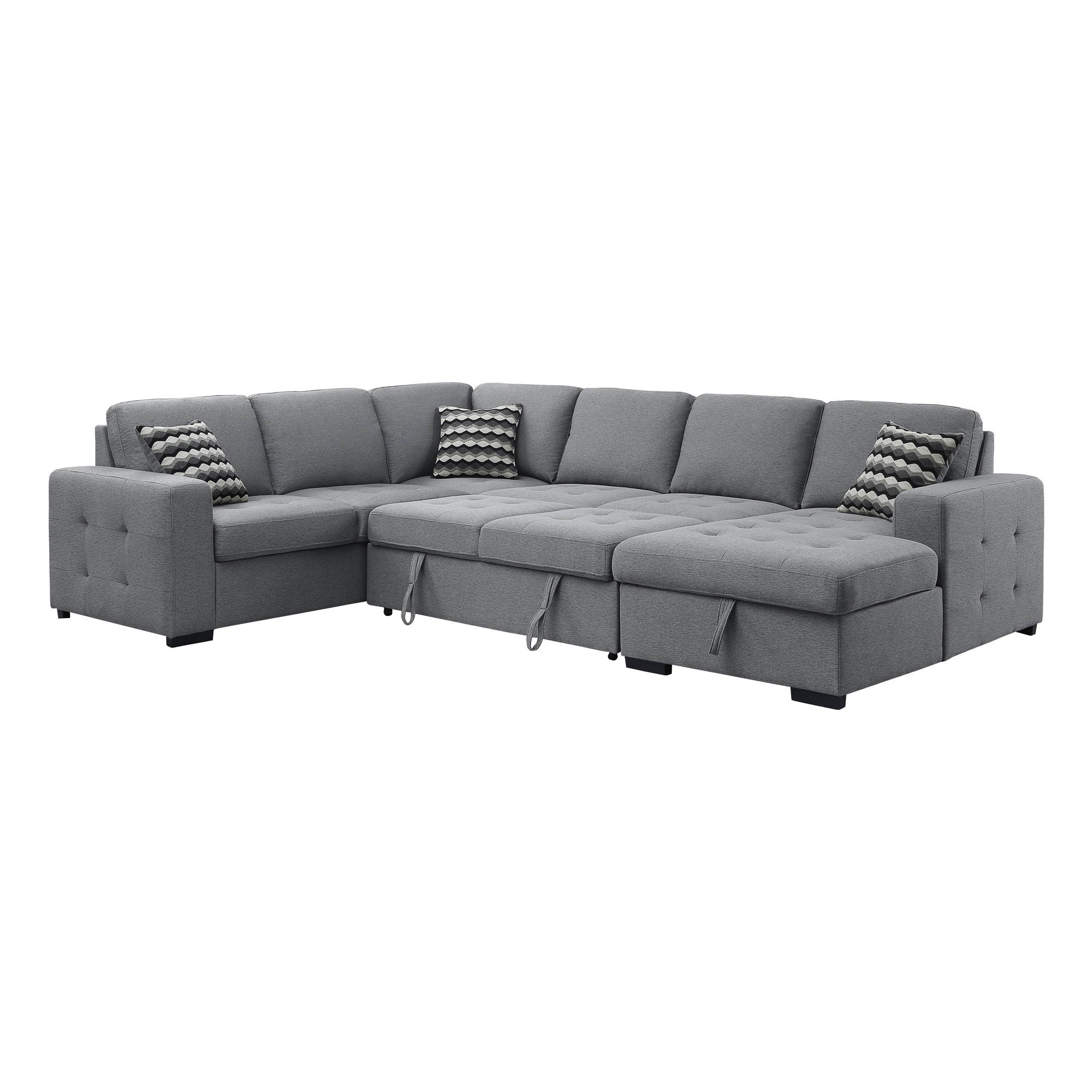 Solomon Fabric Sectional with Pull-out Bed and Hidden Storage