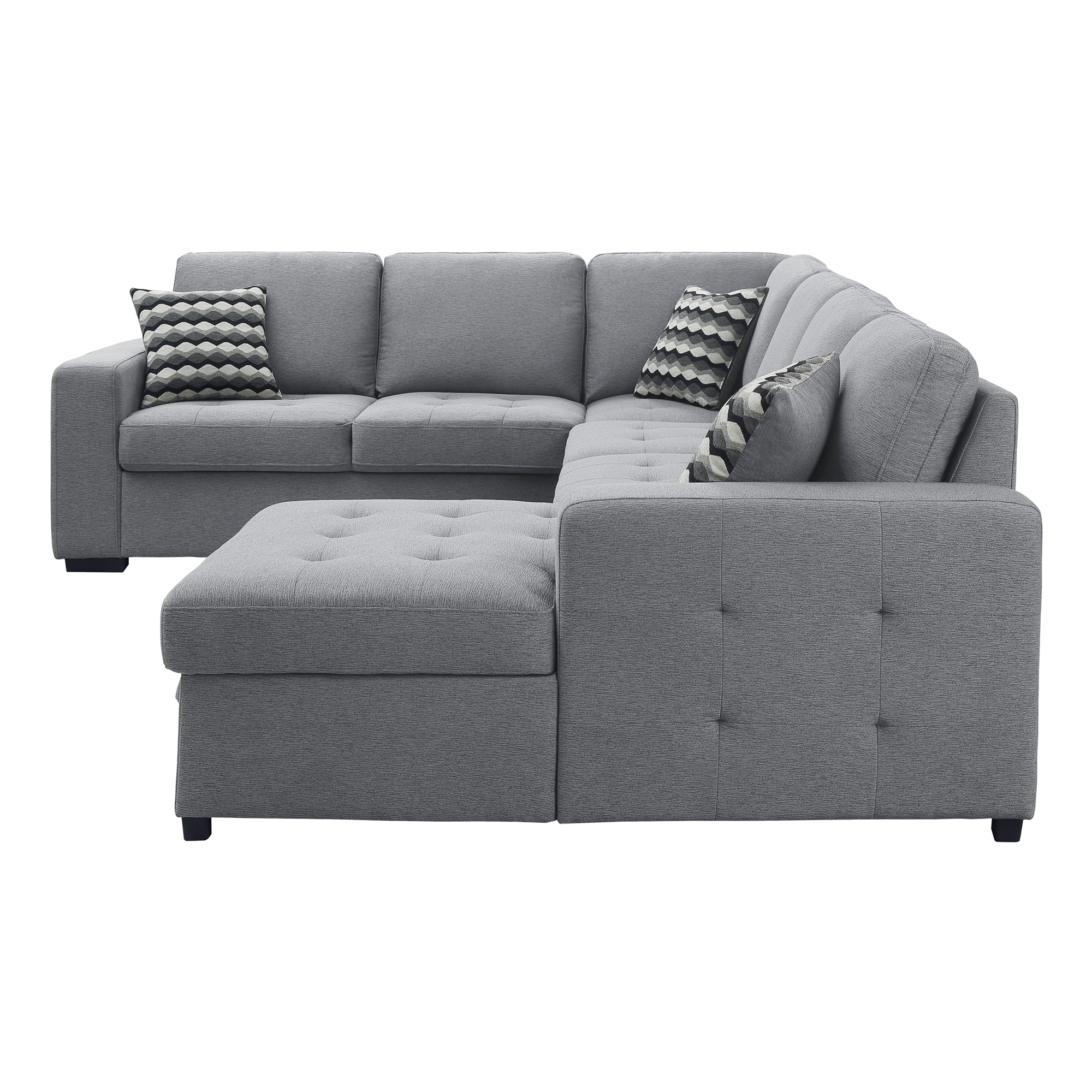 Solomon Fabric Sectional with Pull-out Bed and Hidden Storage