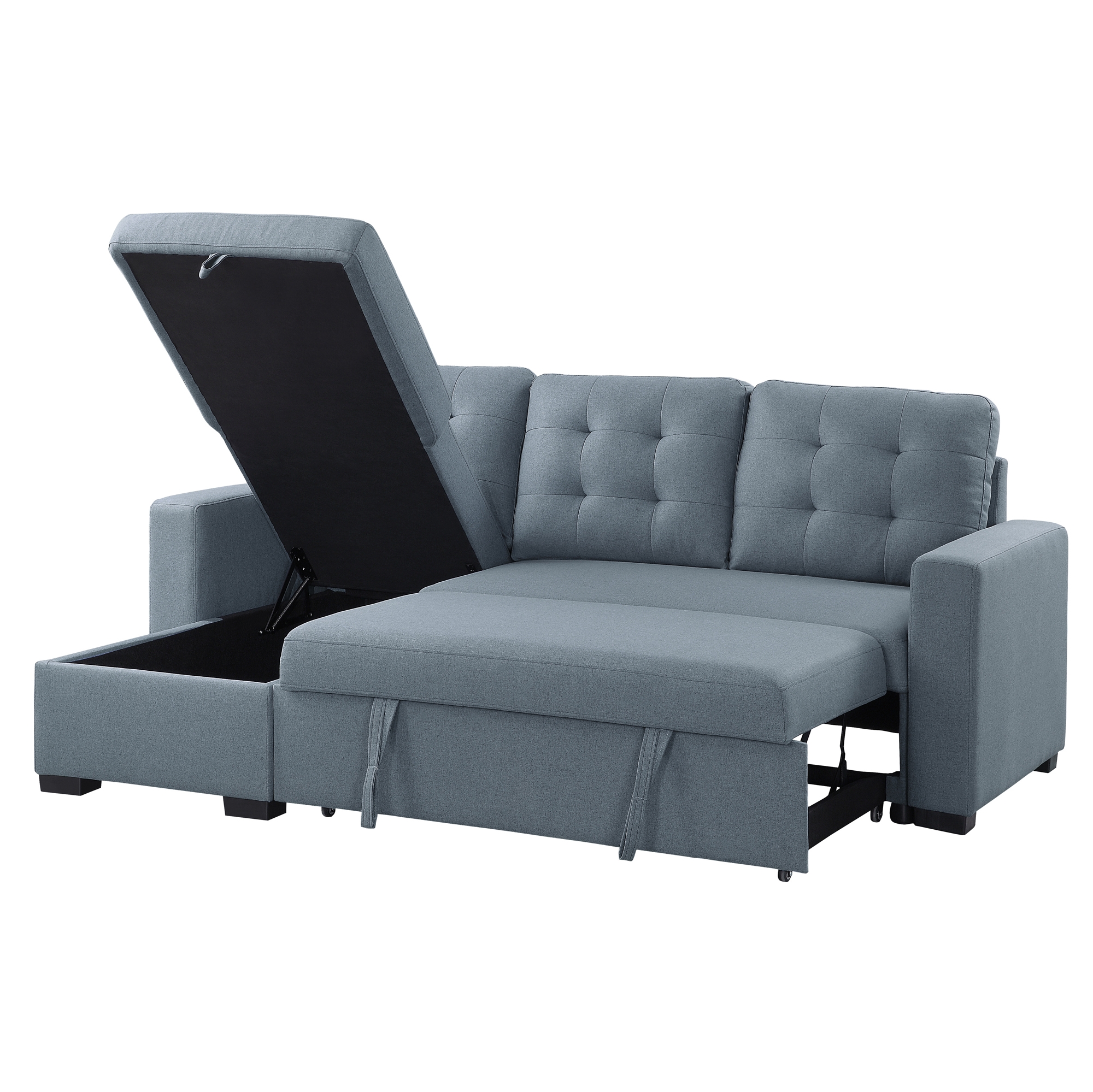 Cornish Fabric Reversible Sectional with Pull-out Bed and Hidden Storage