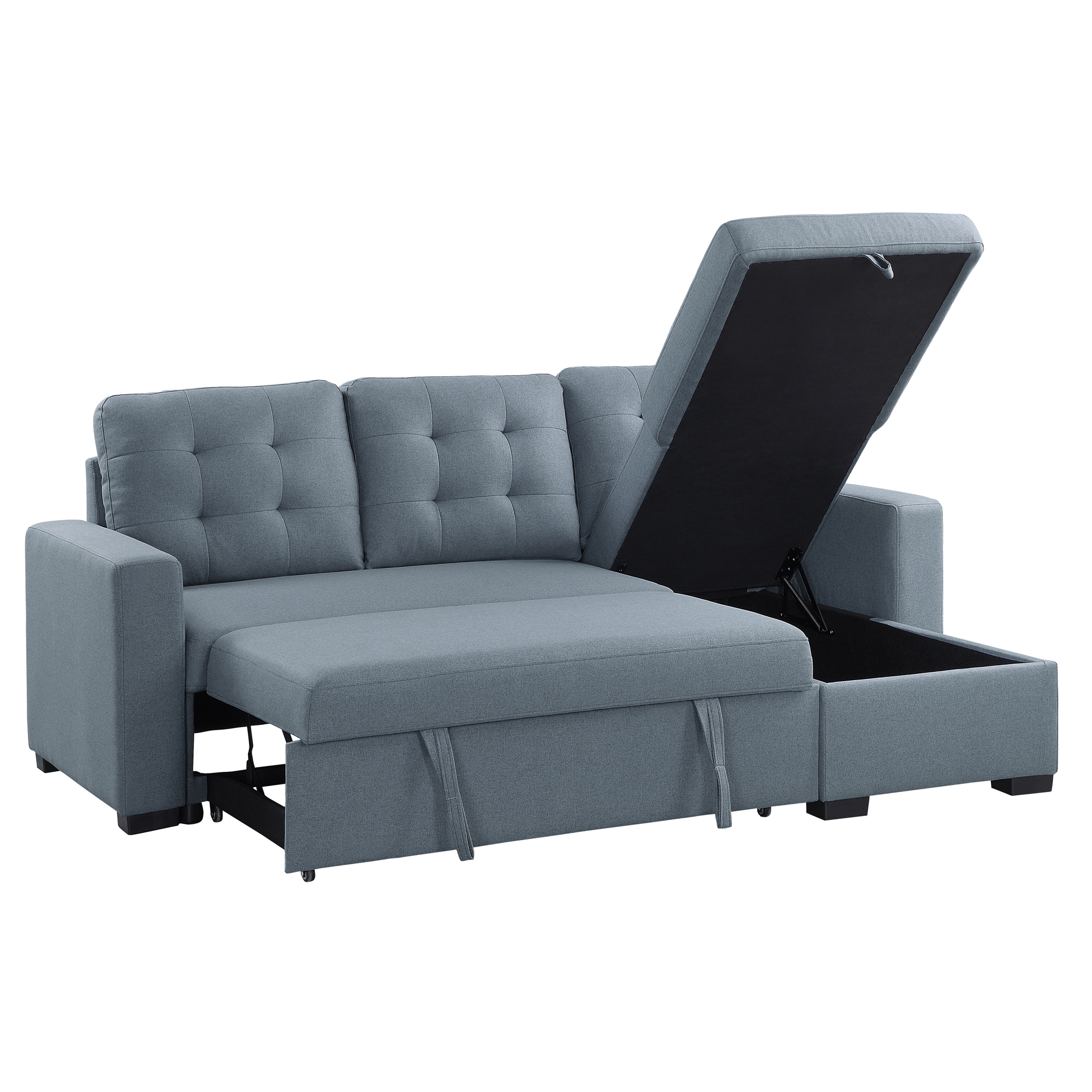 Cornish Fabric Reversible Sectional with Pull-out Bed and Hidden Storage