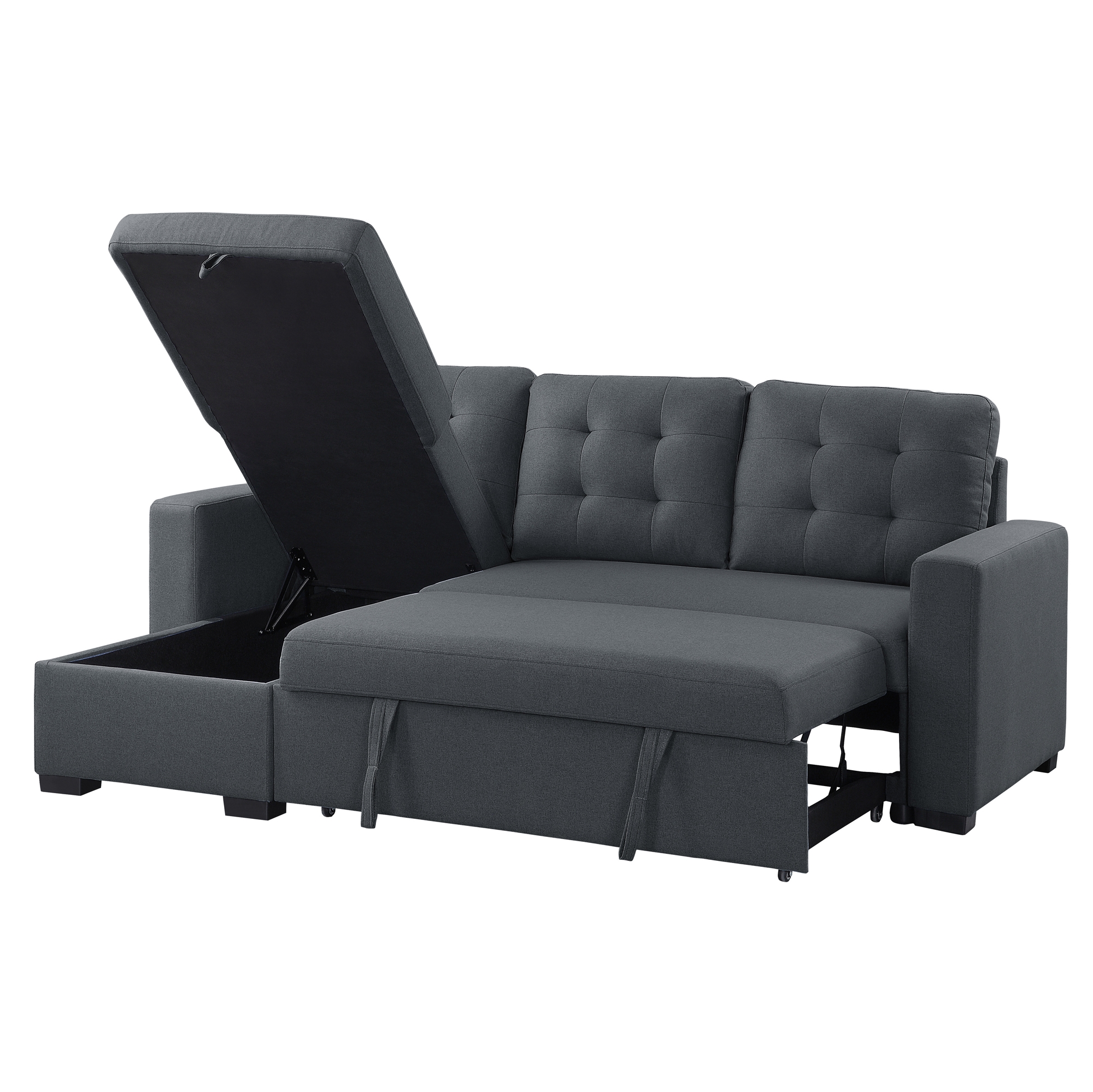 Cornish Fabric Reversible Sectional with Pull-out Bed and Hidden Storage