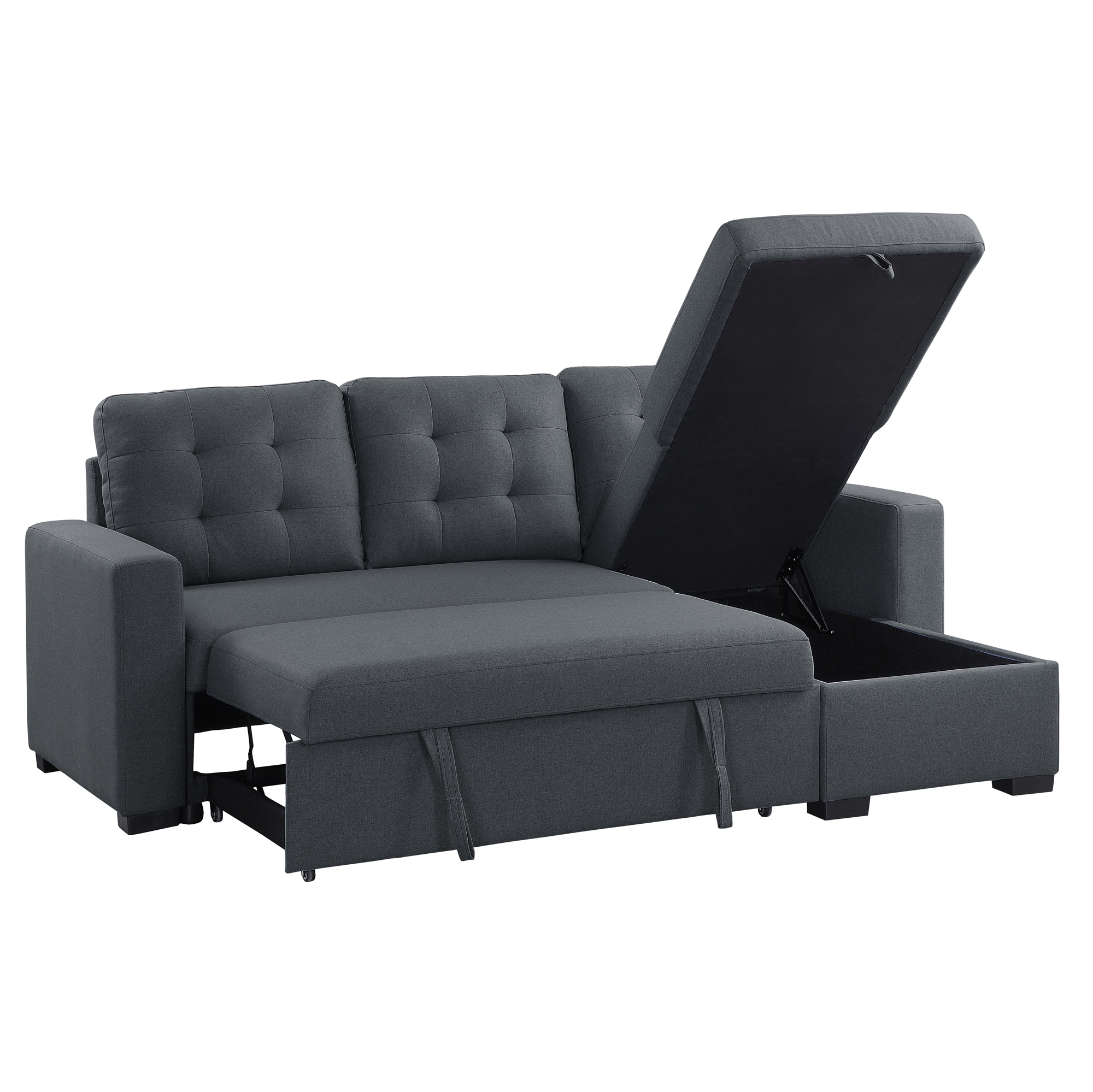 Cornish Fabric Reversible Sectional with Pull-out Bed and Hidden Storage
